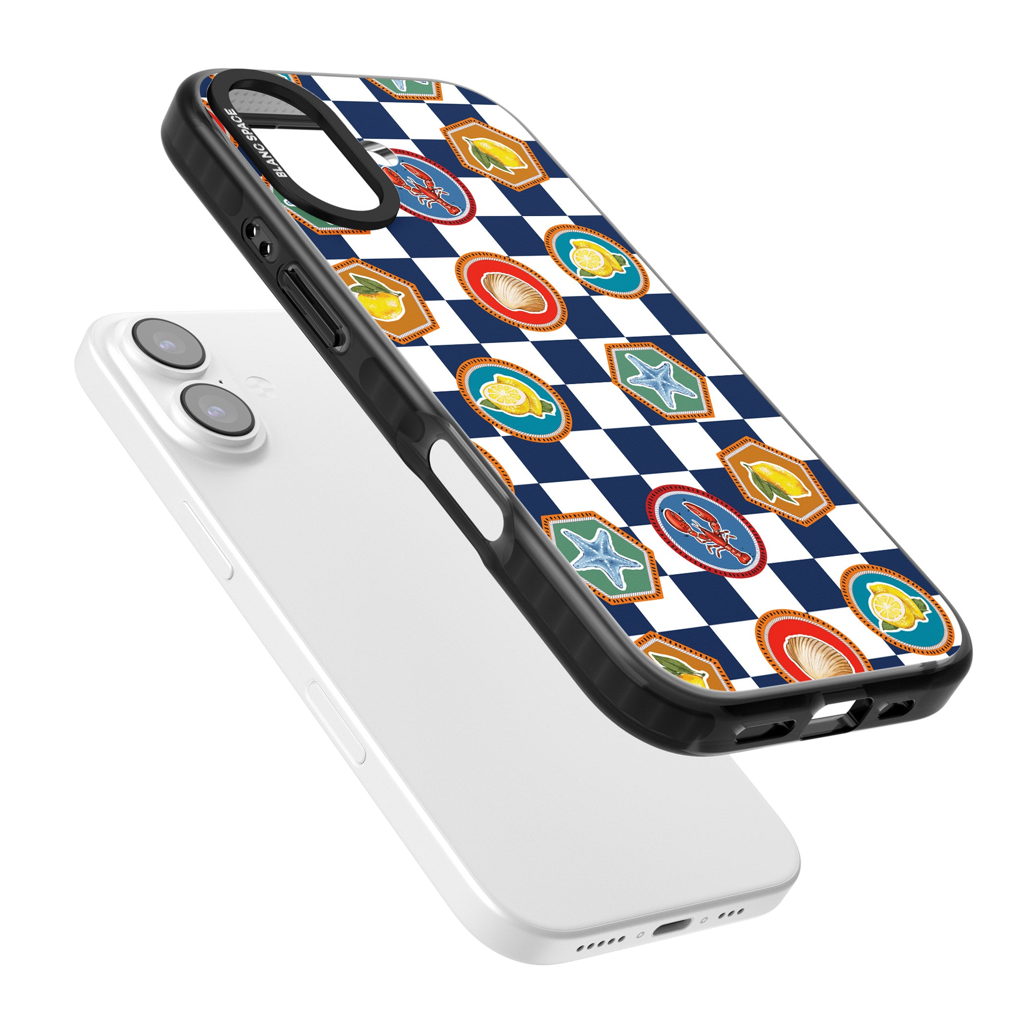 Coastal Check Pattern iPhone 17 Impact Black Phone Case Colours