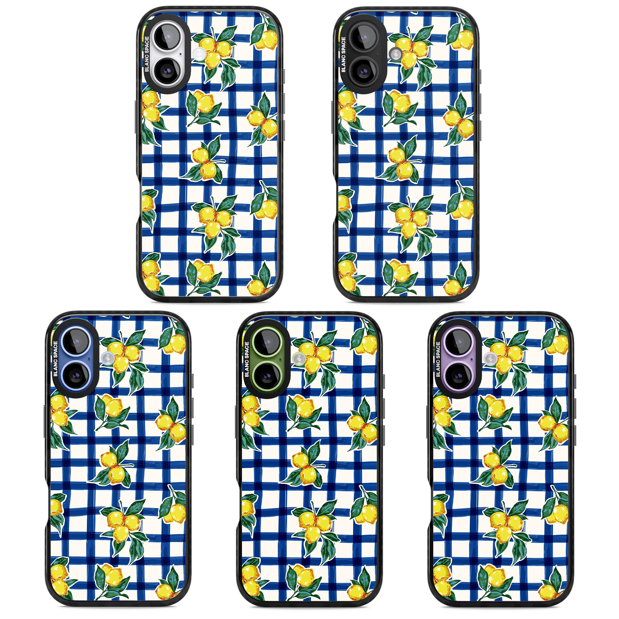 Lemon Gingham iPhone 17 Impact Black Phone Case APT Impact Protection