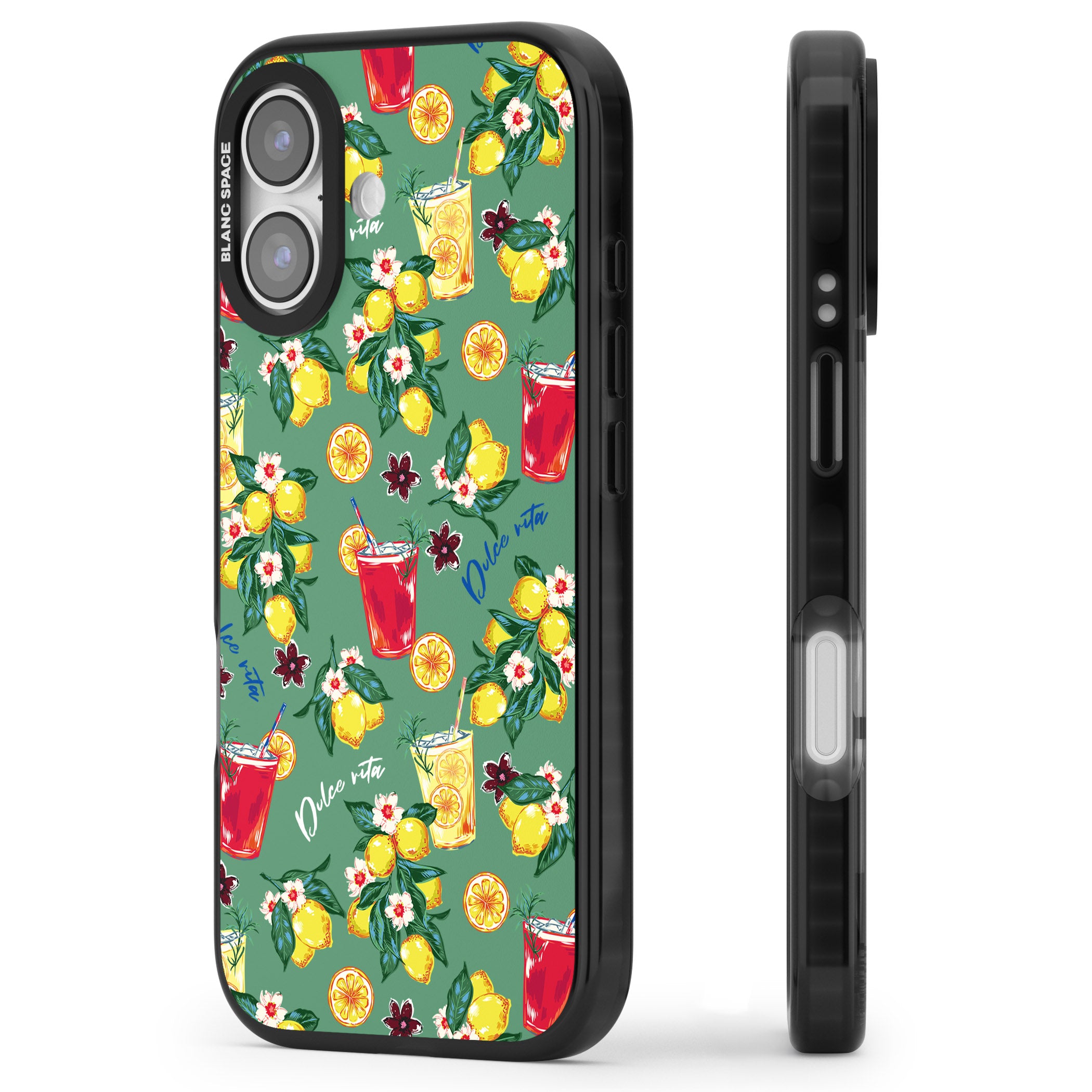 Lemon Cocktails iPhone 17 Impact Black Phone Case Side Profile