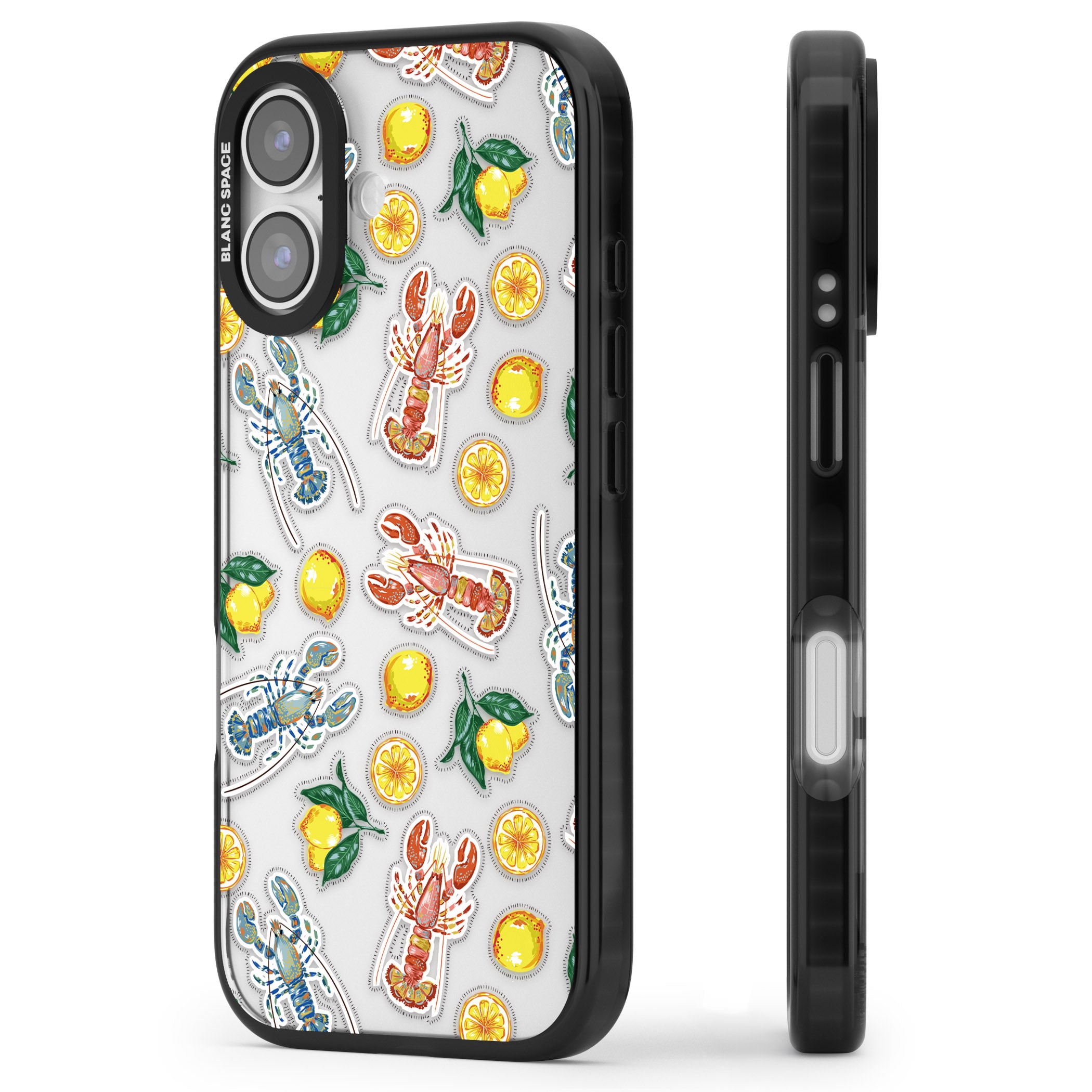 Lemons & Lobsters iPhone 17 Impact Black Phone Case Side Profile