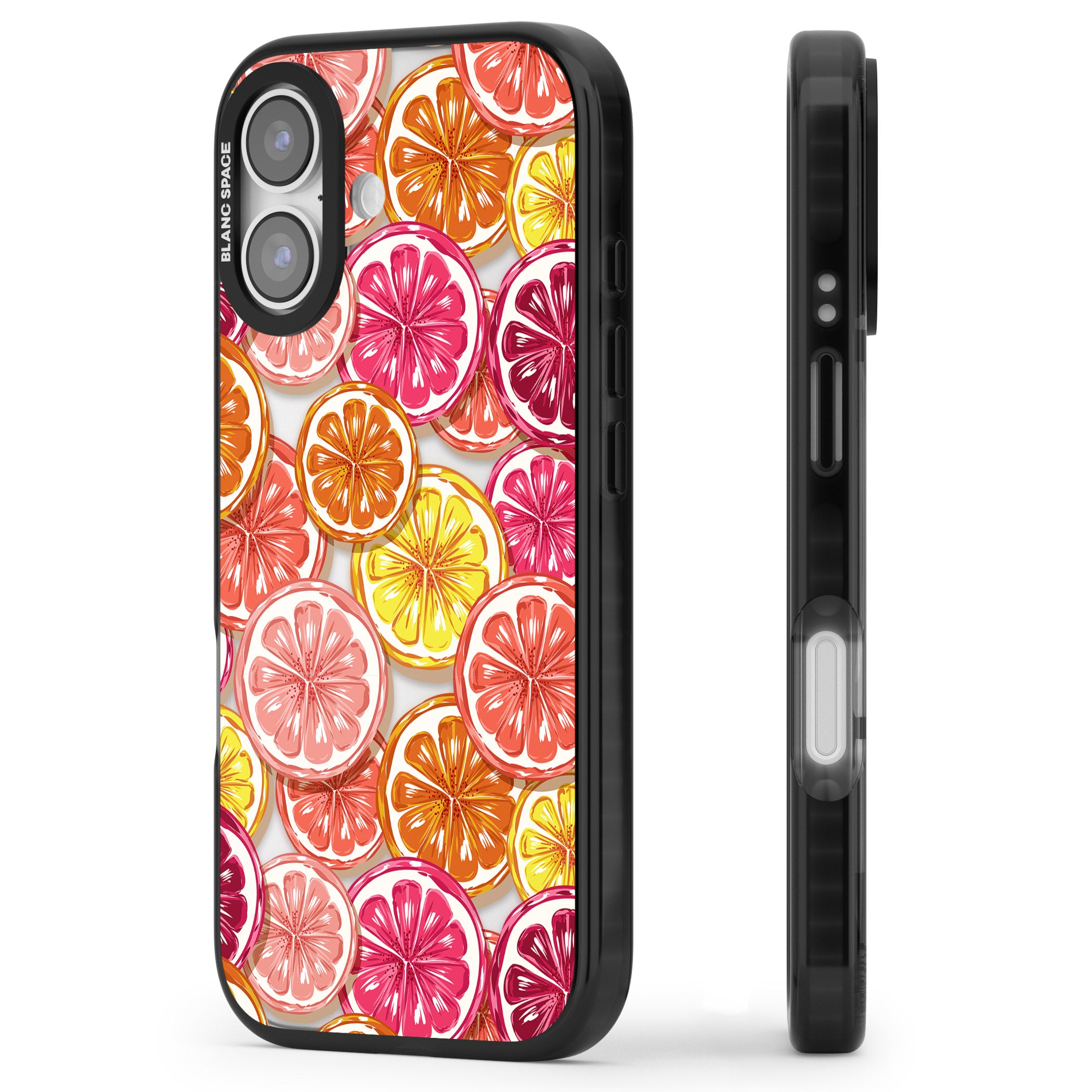 Citrus Fiesta iPhone 17 Impact Black Phone Case Side Profile