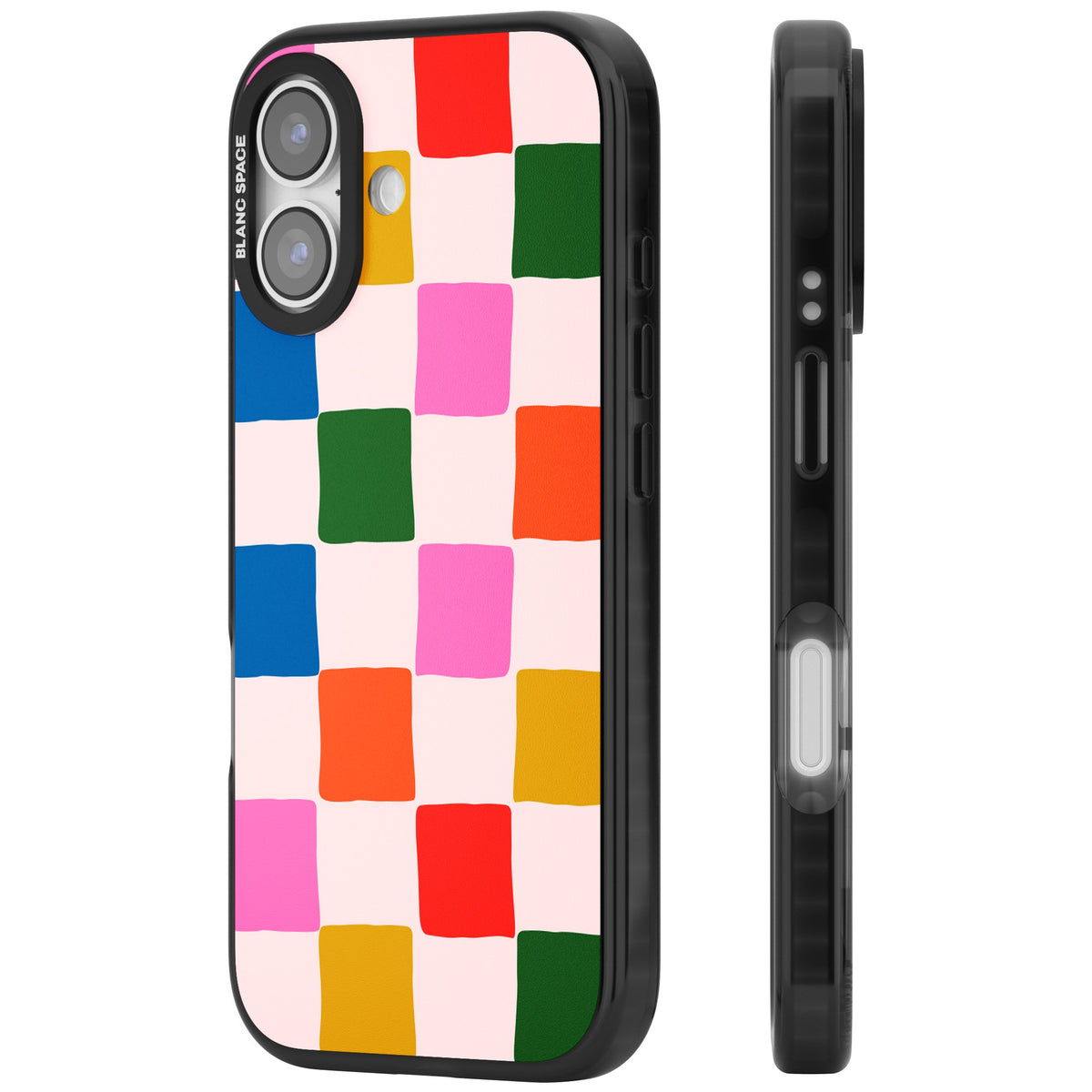 Colour Checked iPhone 16 / iPhone 16 Plus / iPhone 17 Impact Black Phone Case side