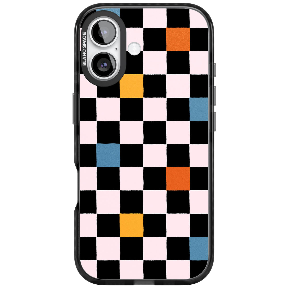 Vibrant Retro Check iPhone 16 / iPhone 16 Plus / iPhone 17 Impact Black Phone Case front