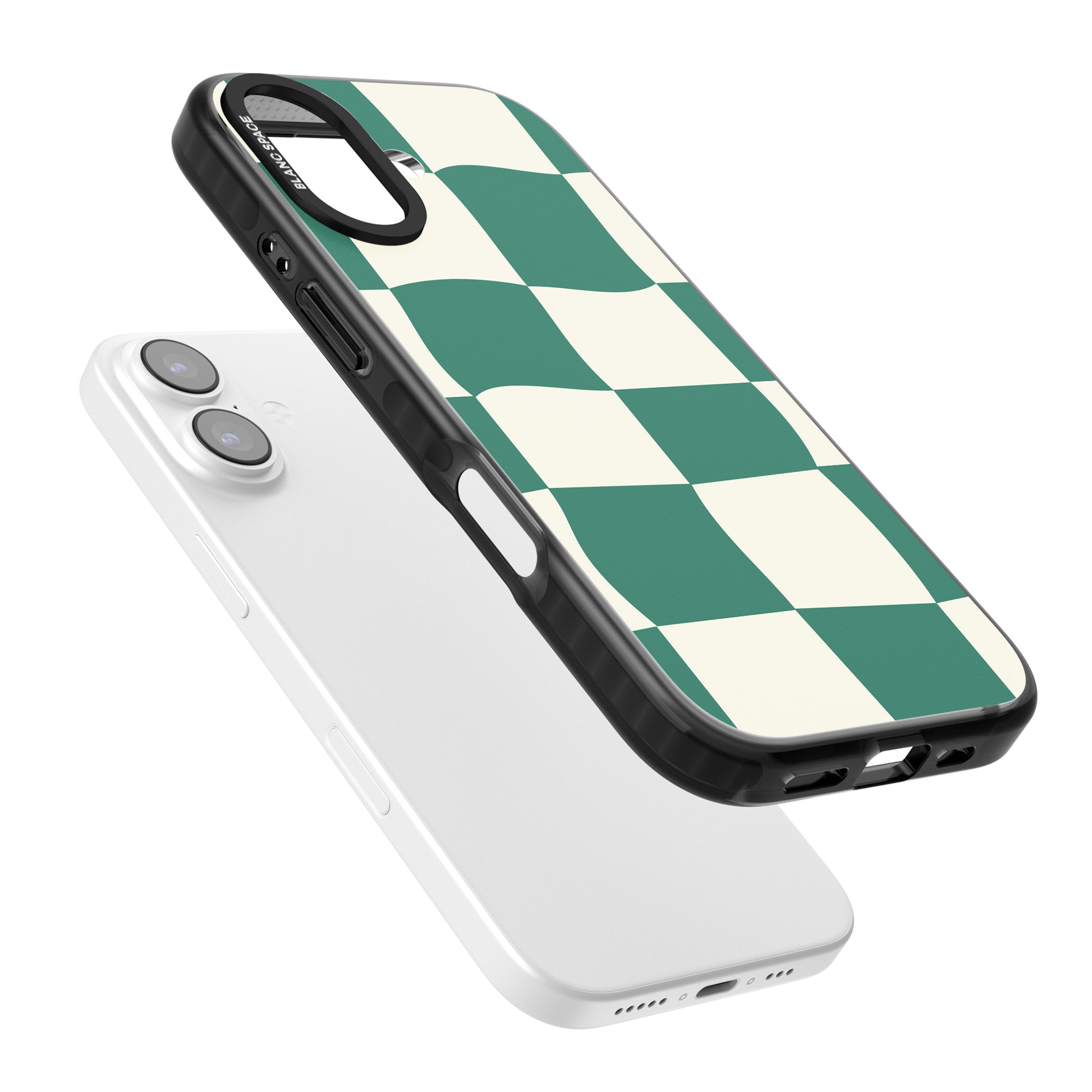 Green & Cream Wavy Check iPhone 17 Impact Black Phone Case Colours
