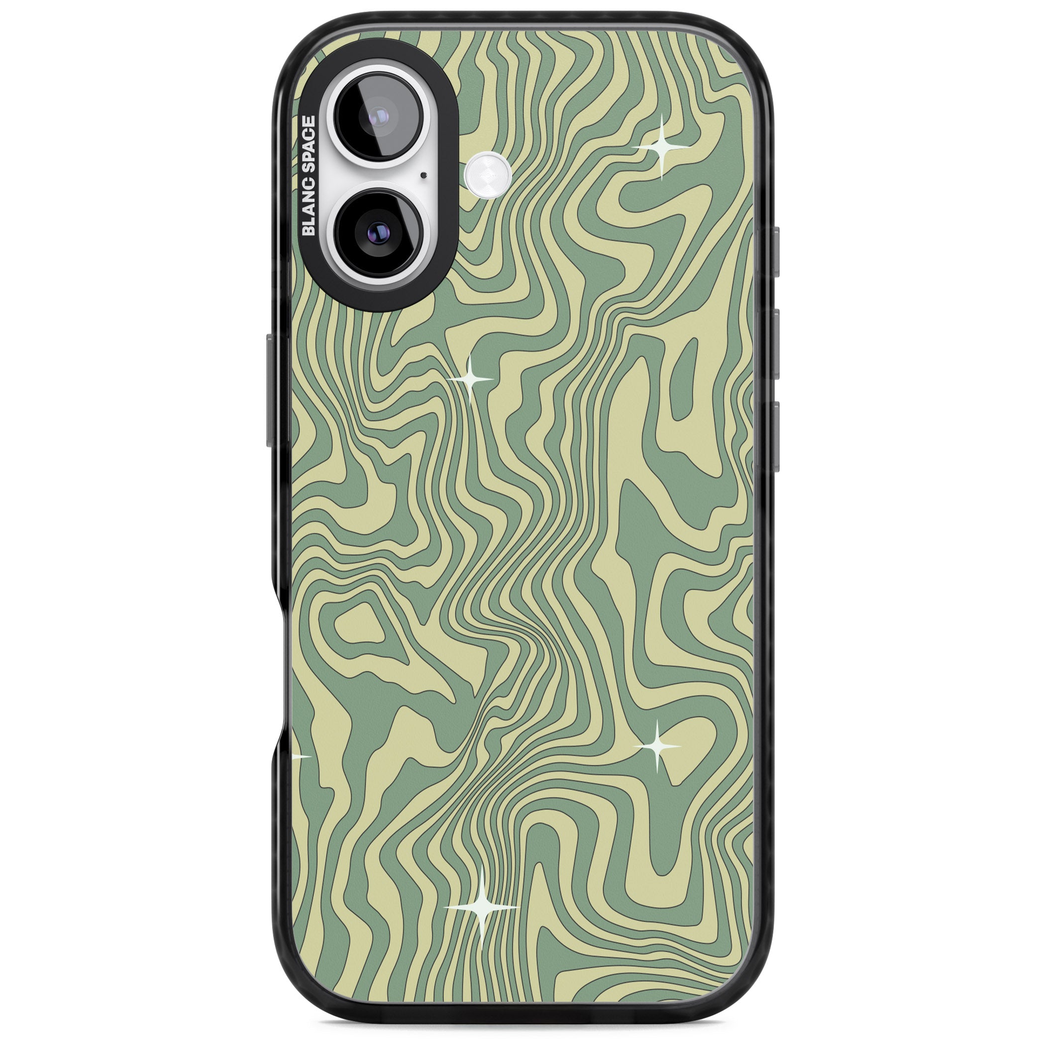 Green Abstract Wave iPhone 17 Impact Black Phone Case