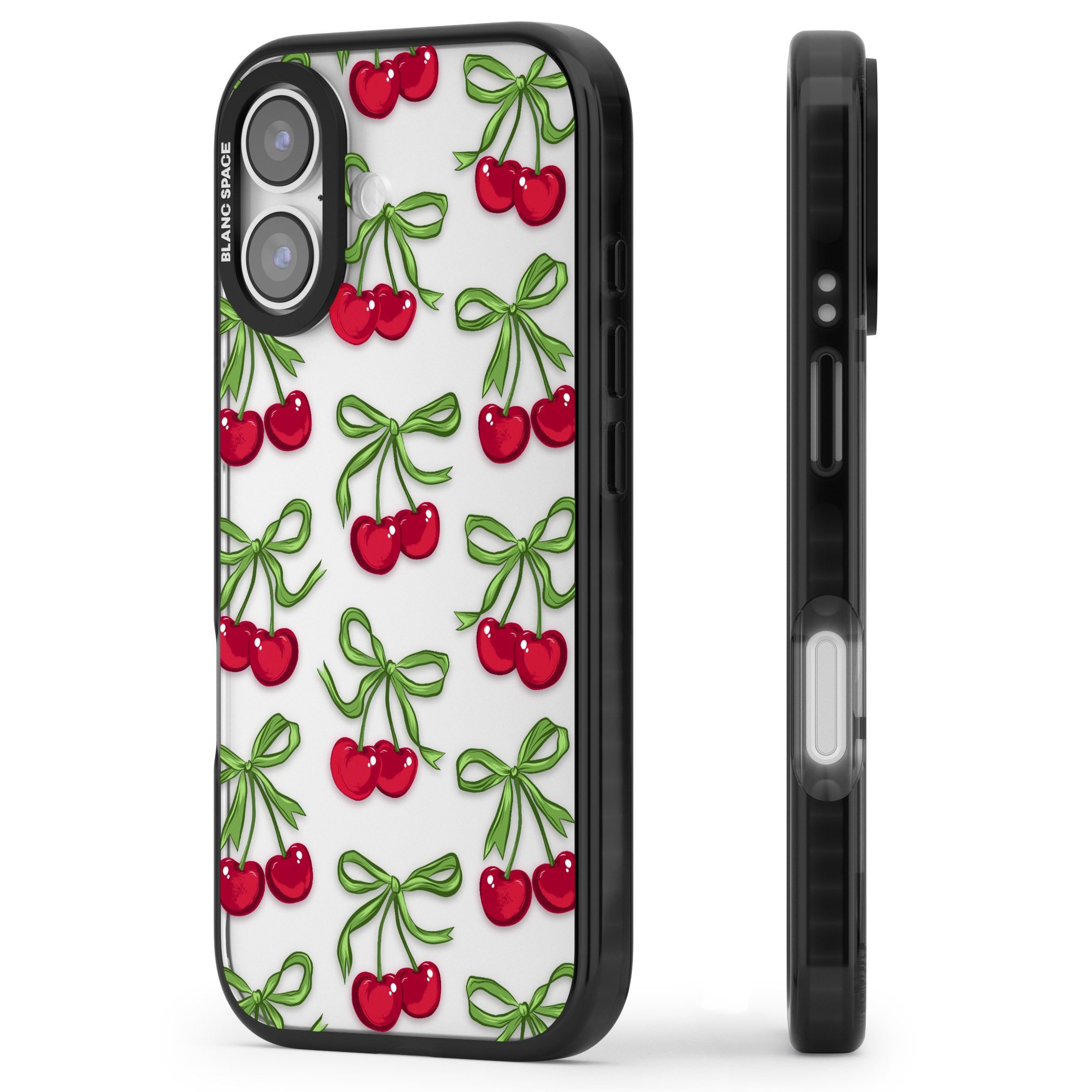 Cherry Bows iPhone 17 Impact Black Phone Case Side Profile
