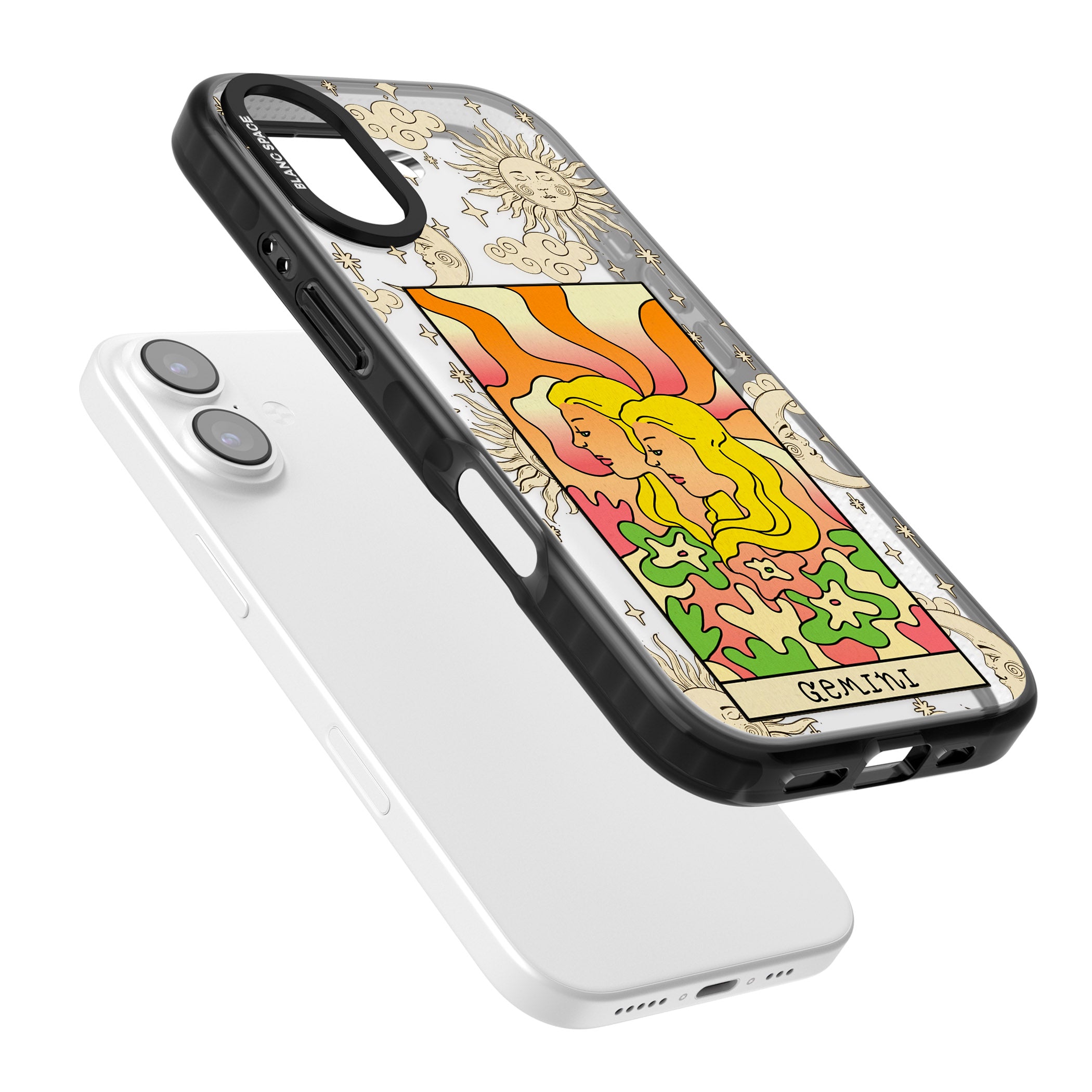 Celestial Zodiac Gemini iPhone 17 Impact Black Phone Case Colours