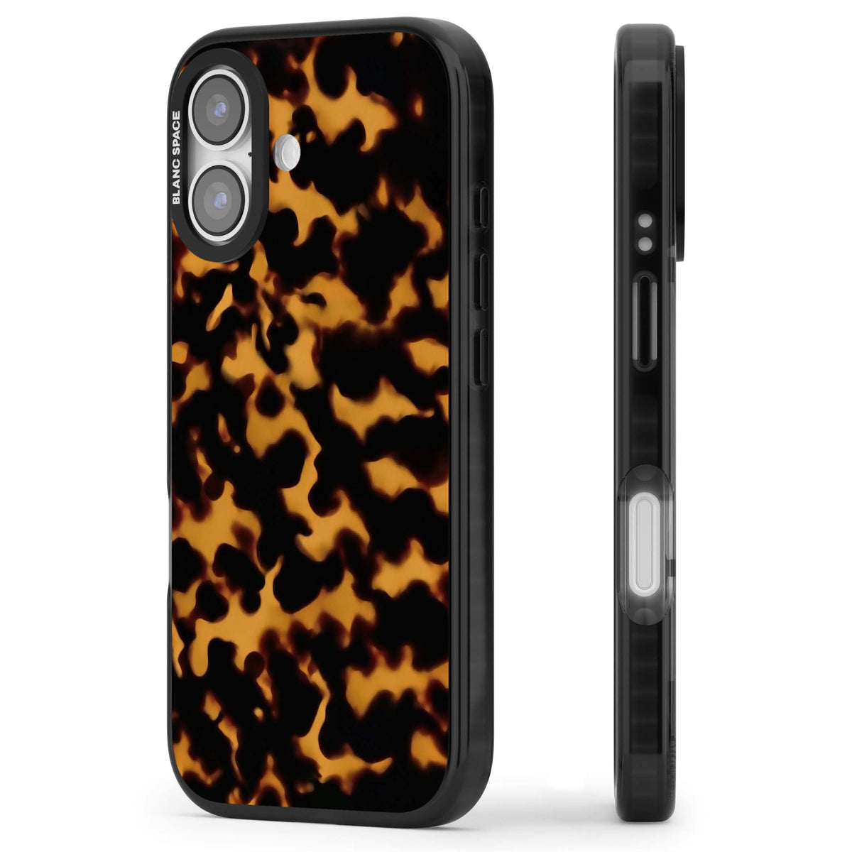 Amber Tortoise tortoiseshell iPhone case featuring warm amber and dark brown marble resin pattern | Clear Impact case for iPhone 17