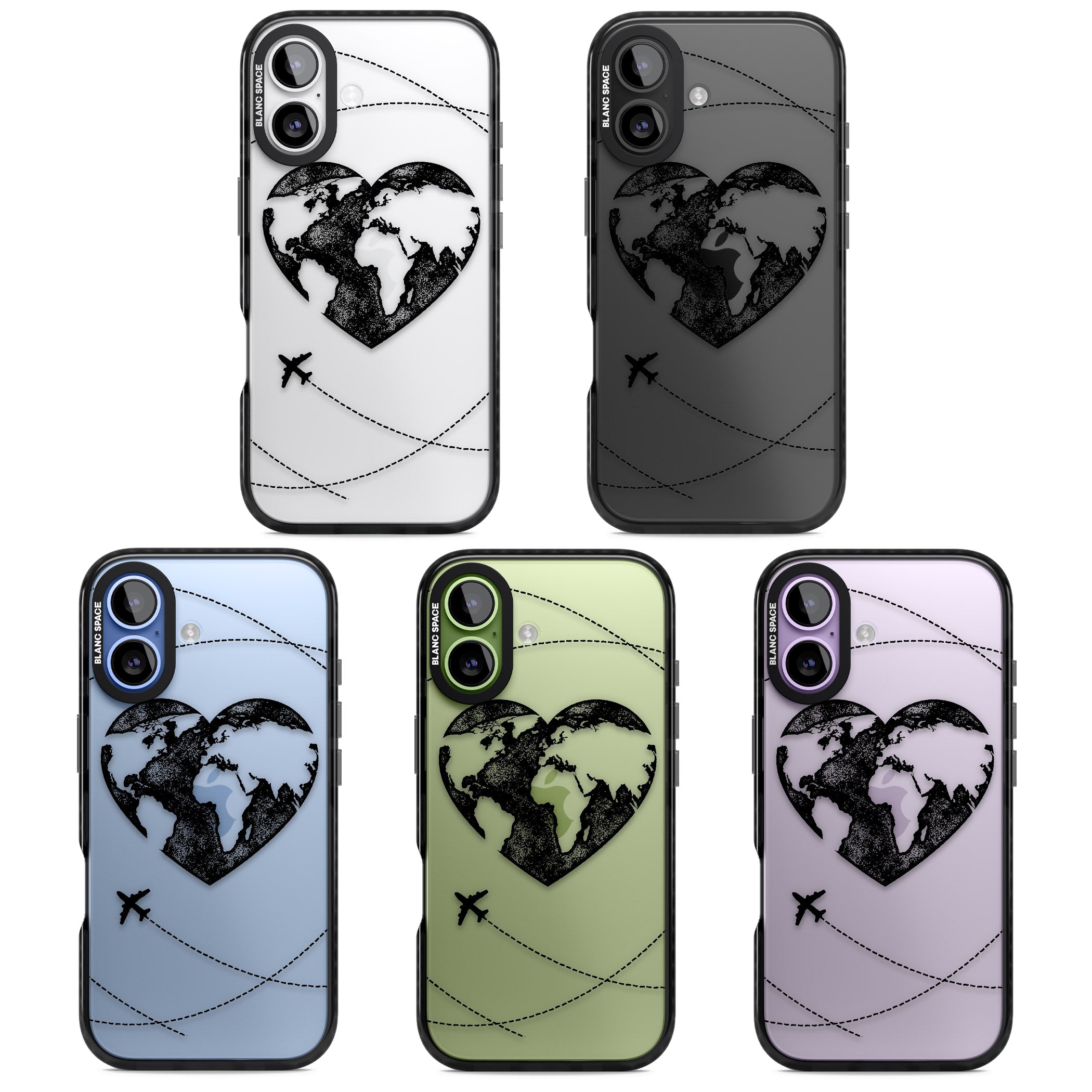 Globe Heart iPhone 17 Impact Black Phone Case APT Impact Protection