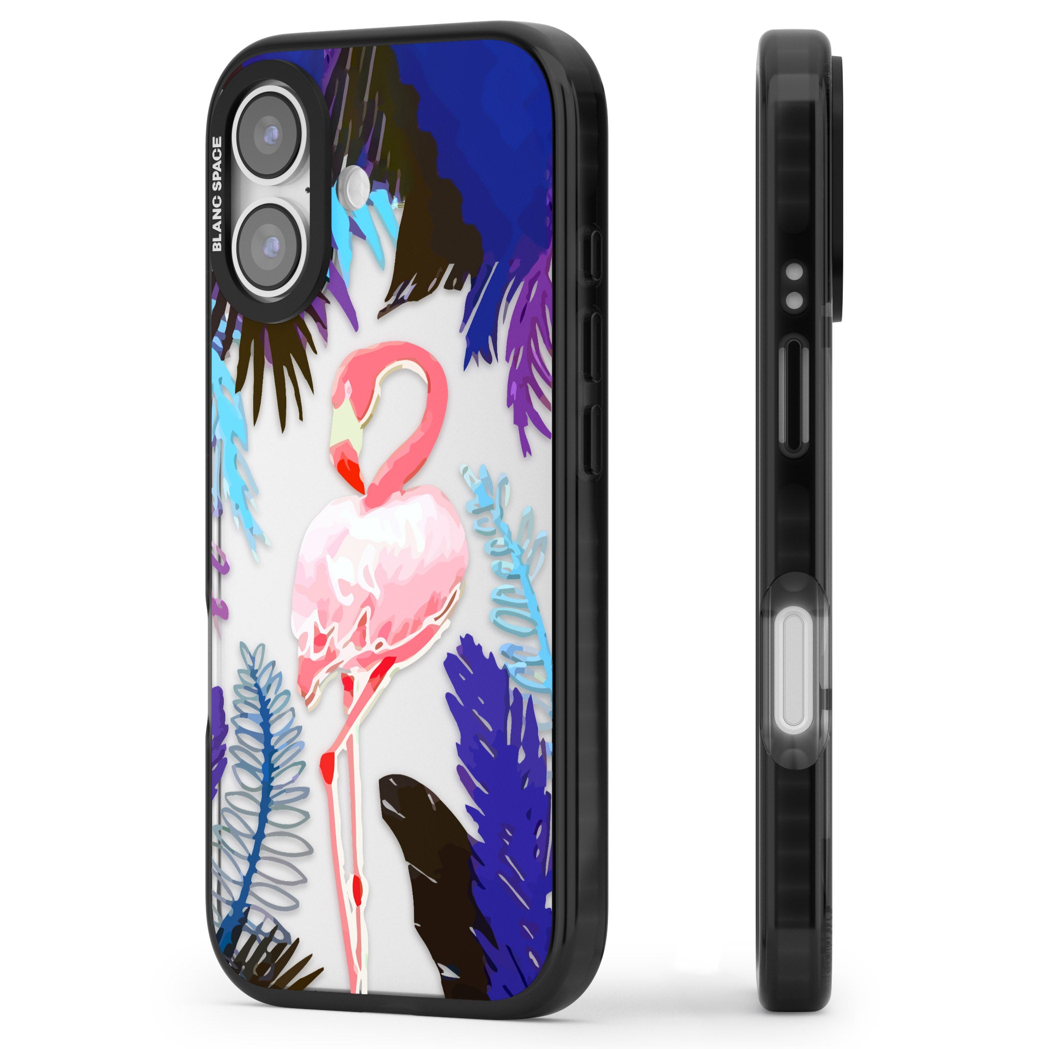 Tropical Flamingo iPhone 17 Impact Black Phone Case Side Profile