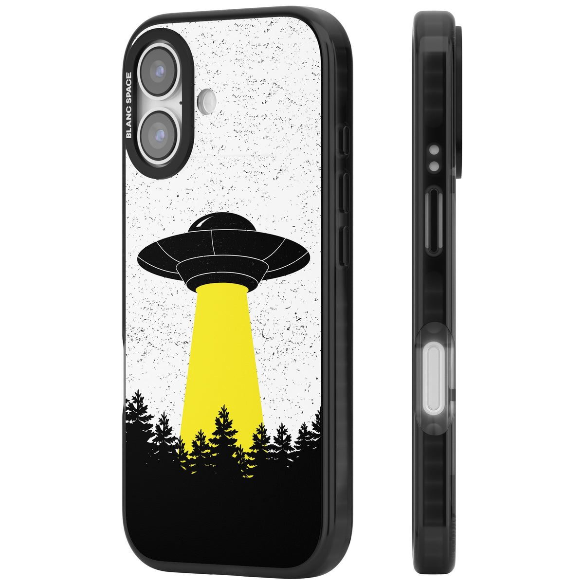 Alien Abduction iPhone 16 / iPhone 16 Plus / iPhone 17 Impact Black Phone Case side