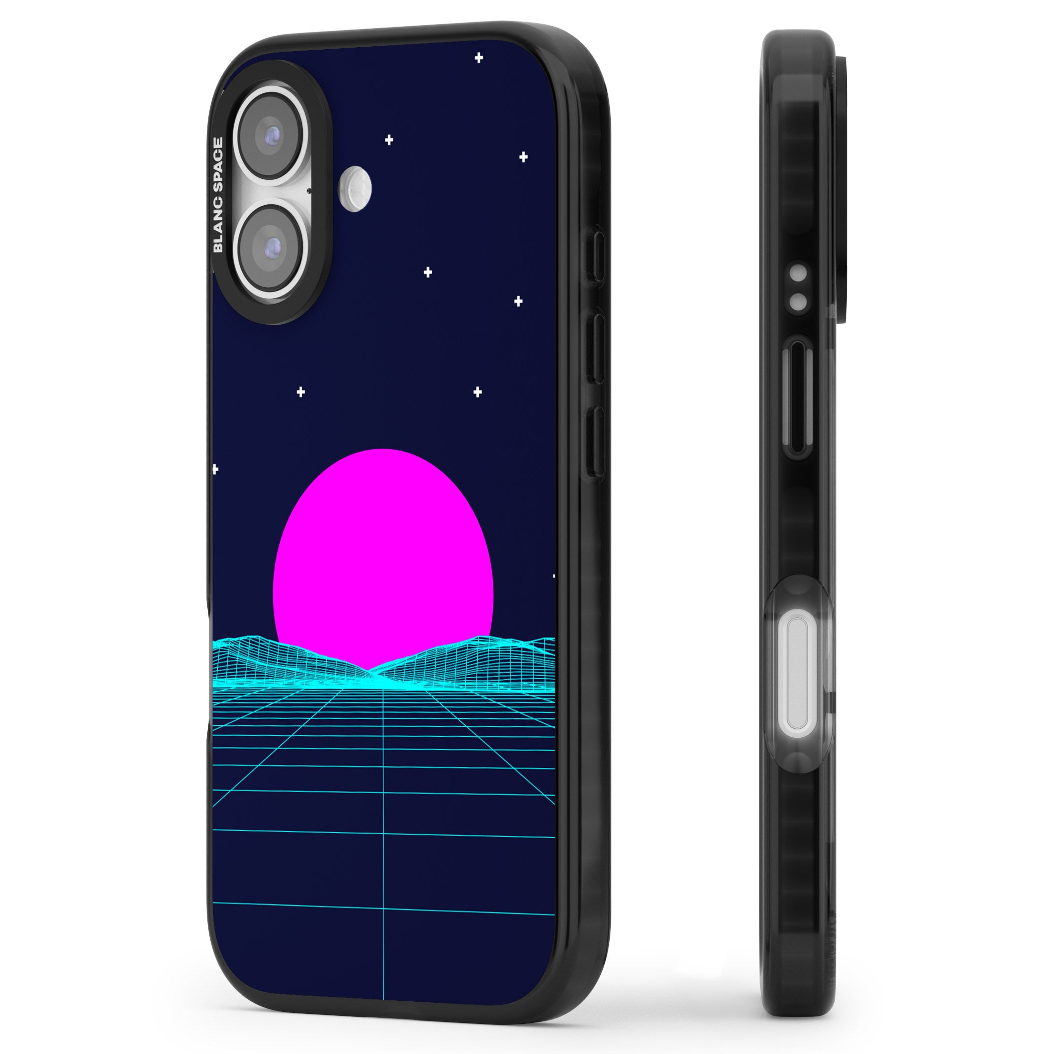 Miami Sunset Vaporwave iPhone 17 Impact Black Phone Case Side Profile