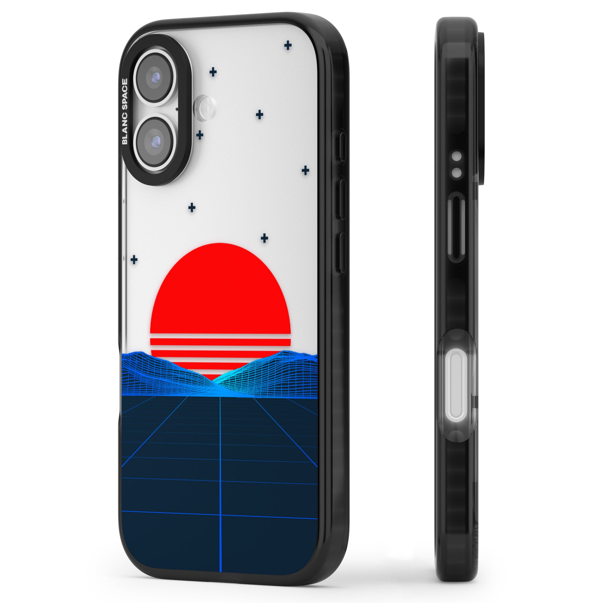Japanese Sunset Vaporwave iPhone 17 Impact Black Phone Case Side Profile