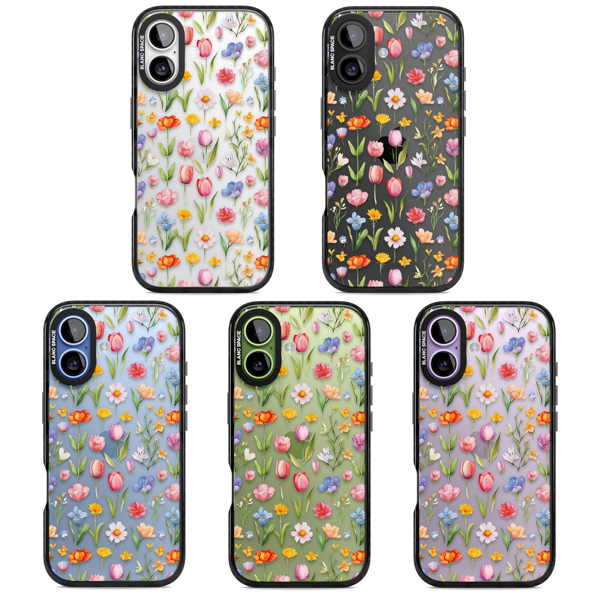 Small Flower Mix iPhone 17 Impact Black Phone Case APT Impact Protection