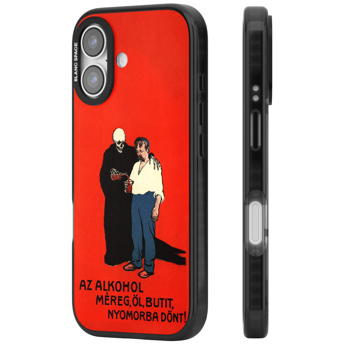 Az Alkohol Poster iPhone 16 / iPhone 16 Plus / iPhone 17 Impact Black Phone Case side
