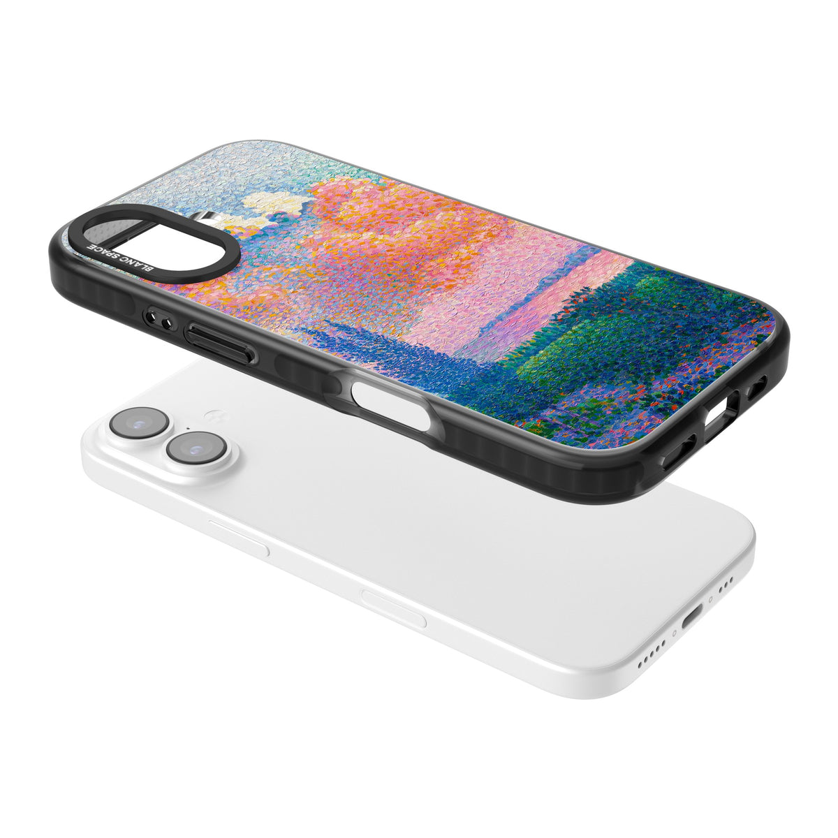 The Pink Cloud iPhone 16 / iPhone 16 Plus / iPhone 17 Impact Black Phone Case angled