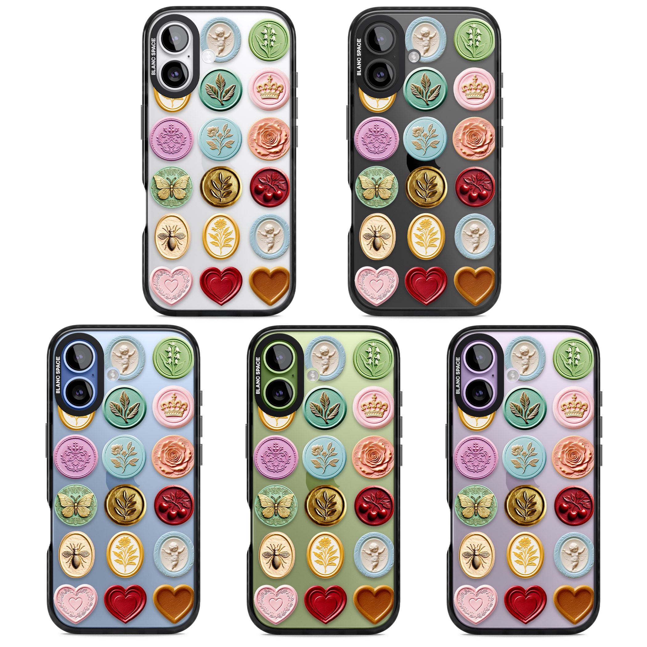 Vintage Wax Seal Pattern iPhone 17 Impact Black Phone Case APT Impact Protection