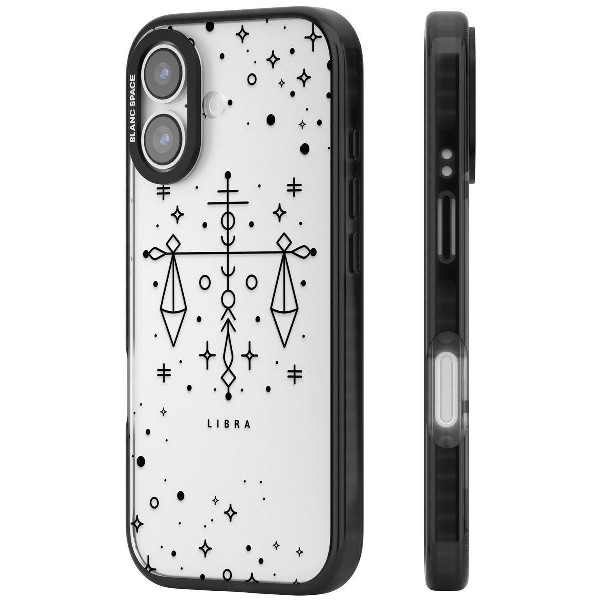 Libra Abstract Zodiac iPhone 16 / iPhone 16 Plus / iPhone 17 Impact Black Phone Case side