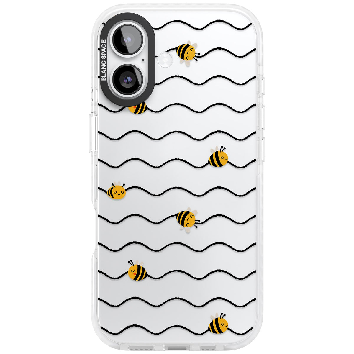 Bee Wave Pattern iPhone 16 / iPhone 16 Plus / iPhone 17 Impact Clear Phone Case front