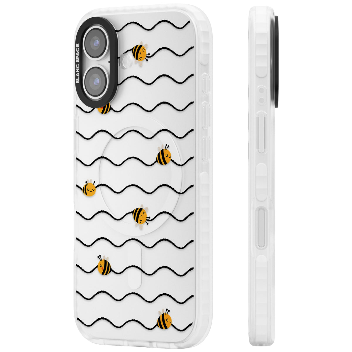 Bee Wave Pattern iPhone 16 / iPhone 16 Plus / iPhone 17 Impact Clear Phone Case side