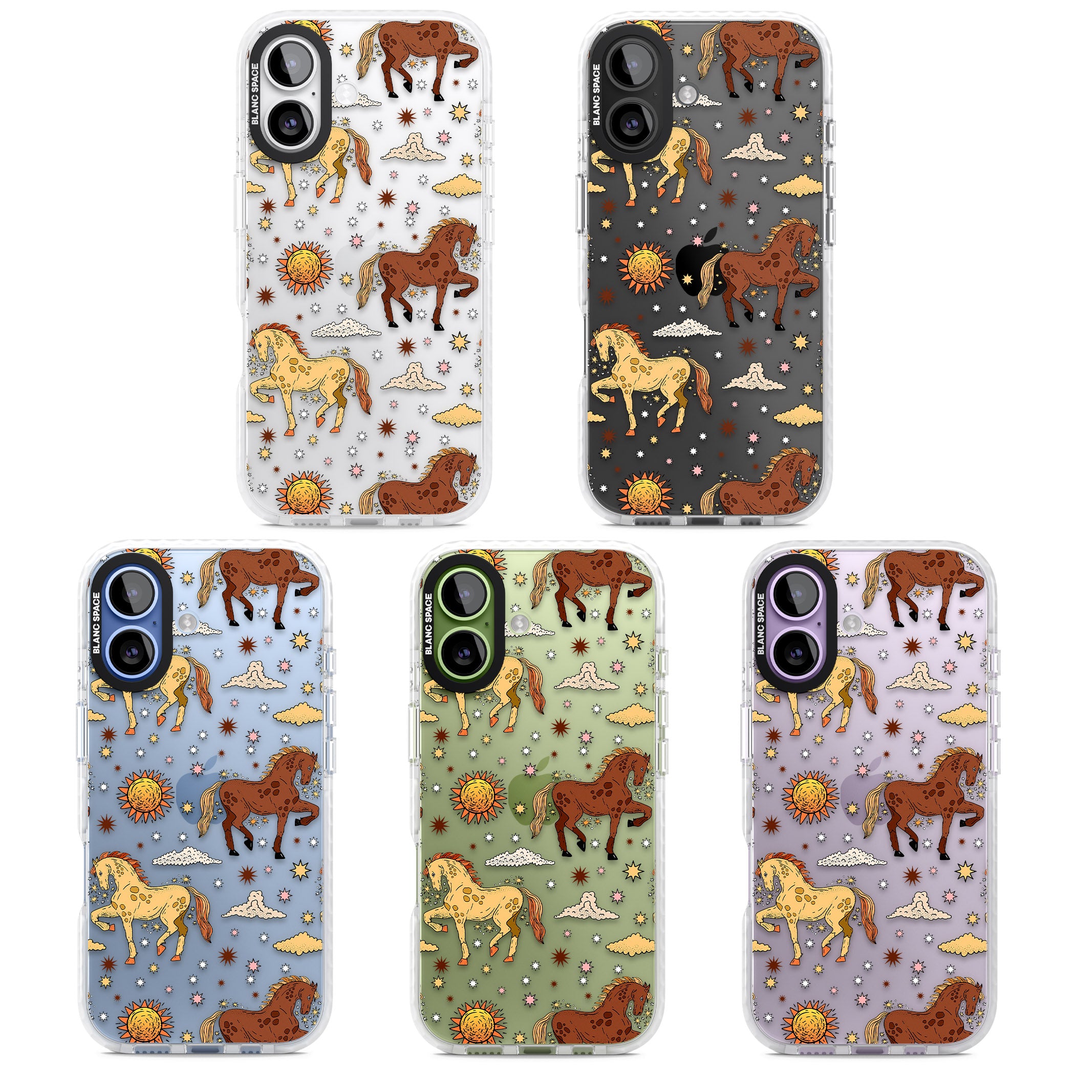 Boho Celestial Wild Horses iPhone 17 Impact Clear Phone Case APT Impact Protection