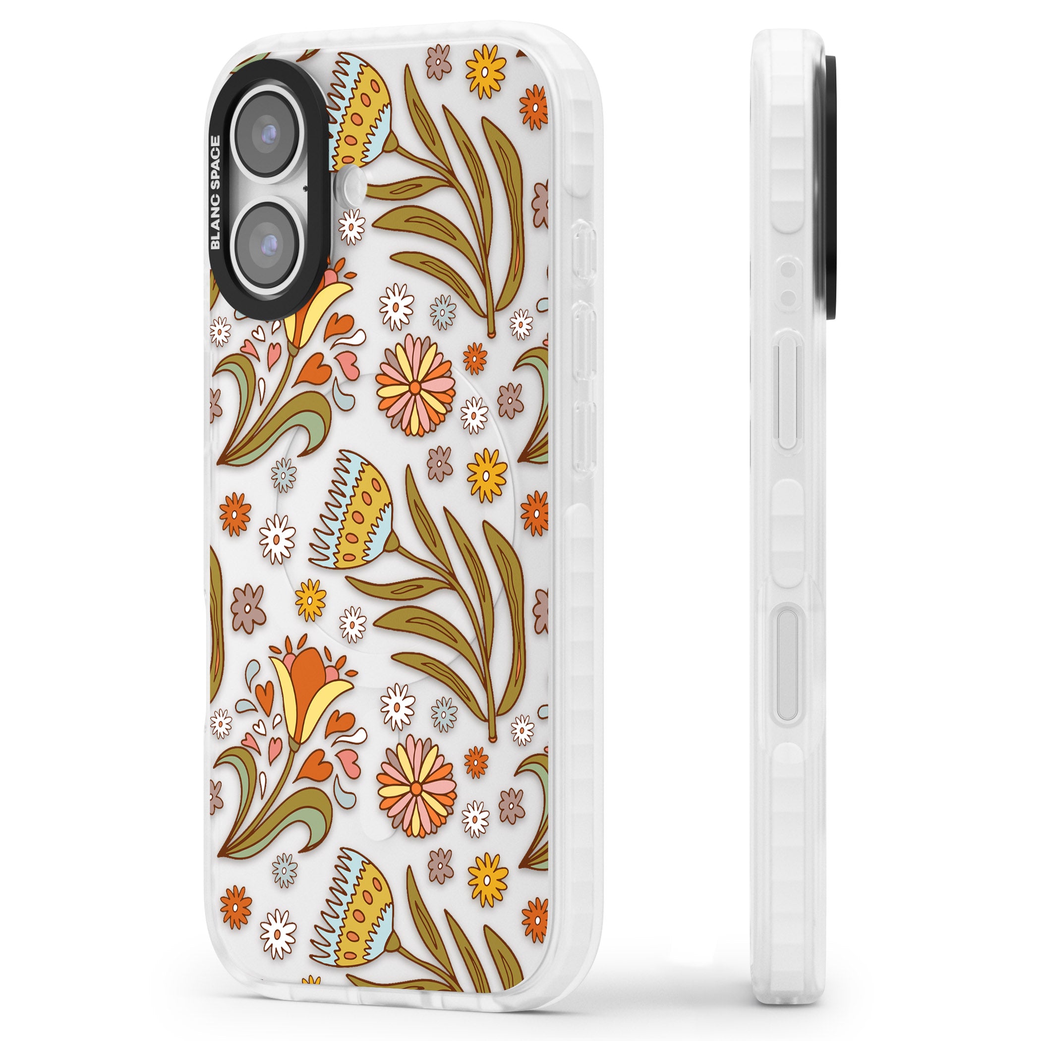 Boho Celestial Wildflower iPhone 17 Impact Clear Phone Case Side Profile