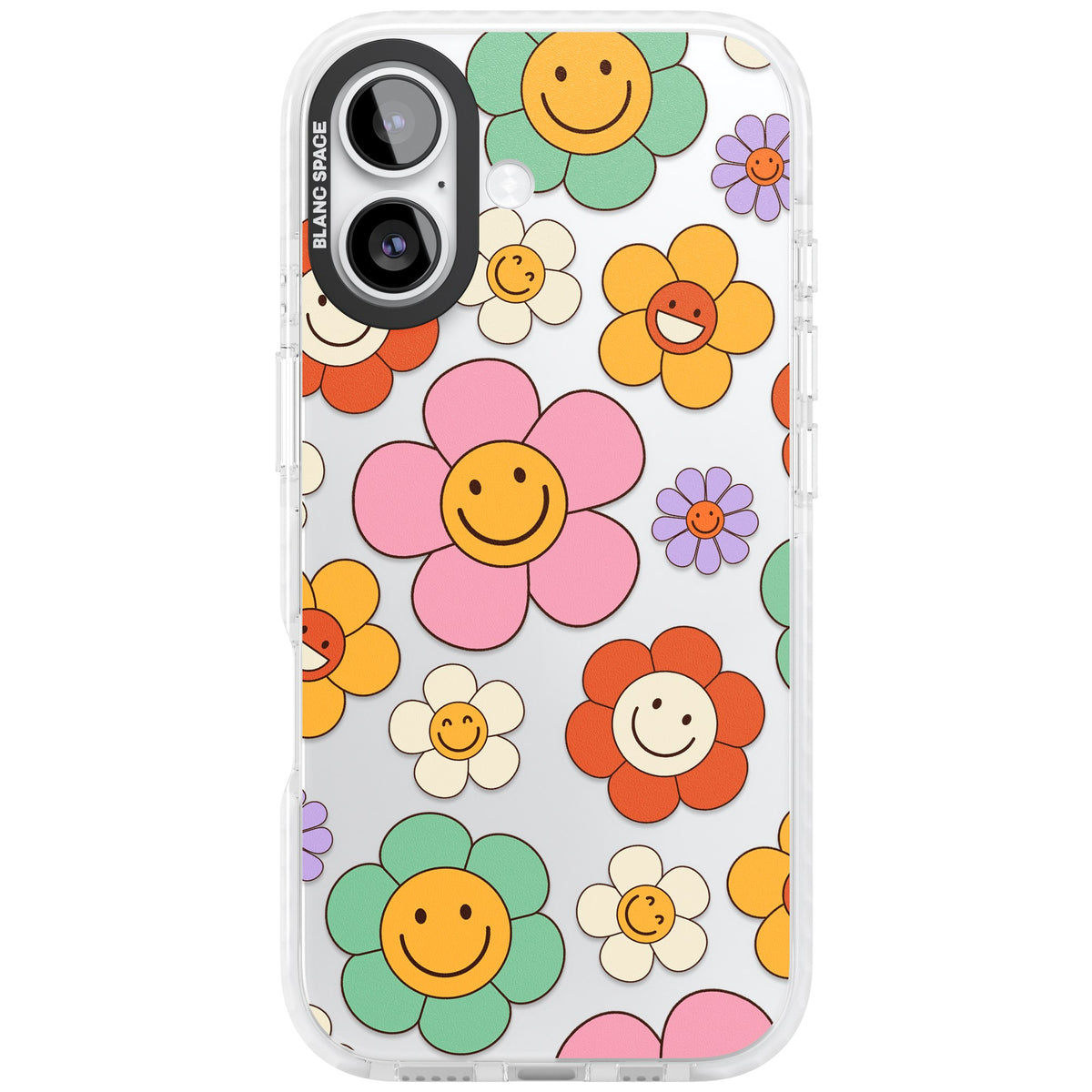Happy Blossoms iPhone 16 / iPhone 16 Plus / iPhone 17 Impact Clear Phone Case front