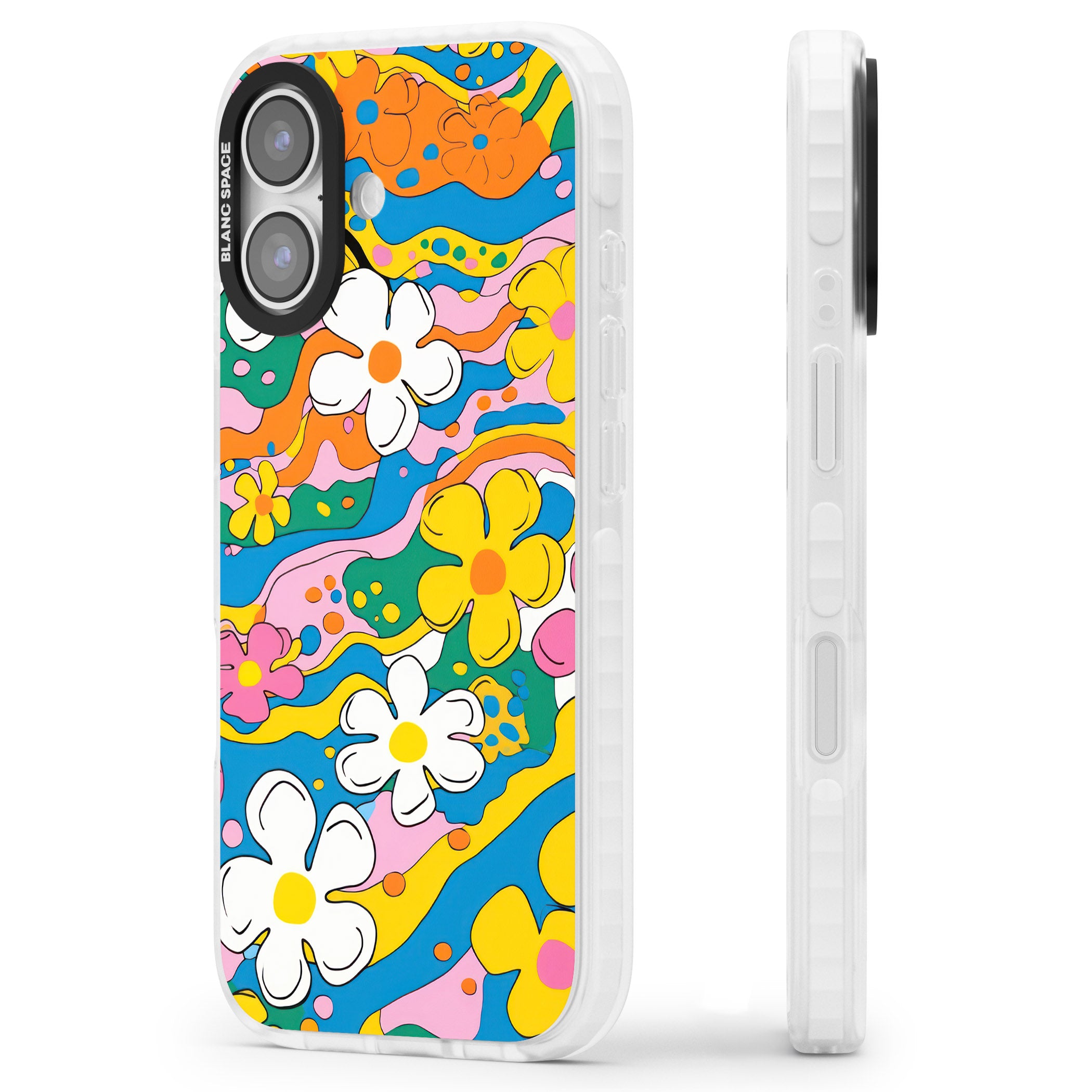Vibrant Bloom iPhone 17 Impact Clear Phone Case Side Profile