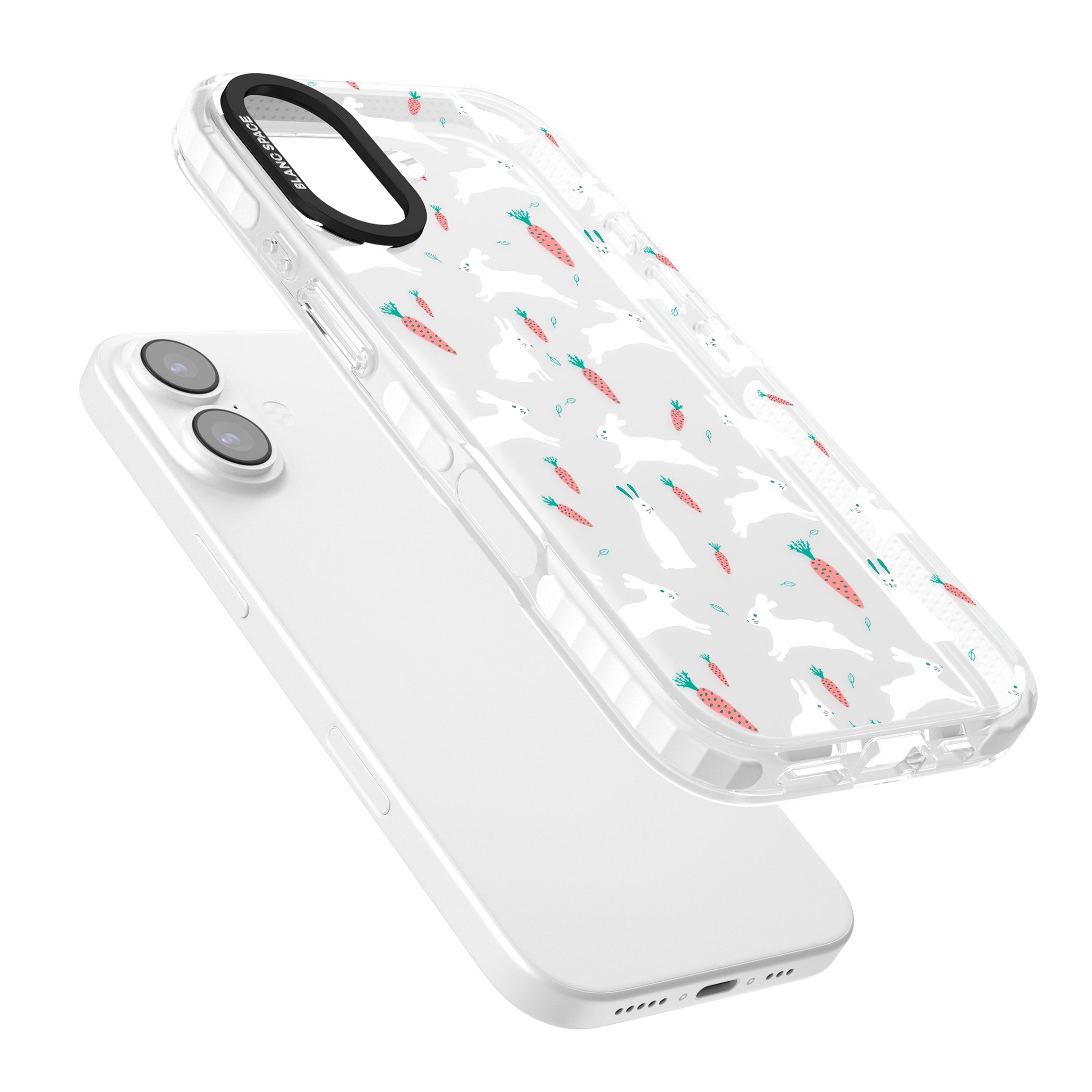 White Bunnies And Carrots iPhone 17 Impact Clear Phone Case Colours