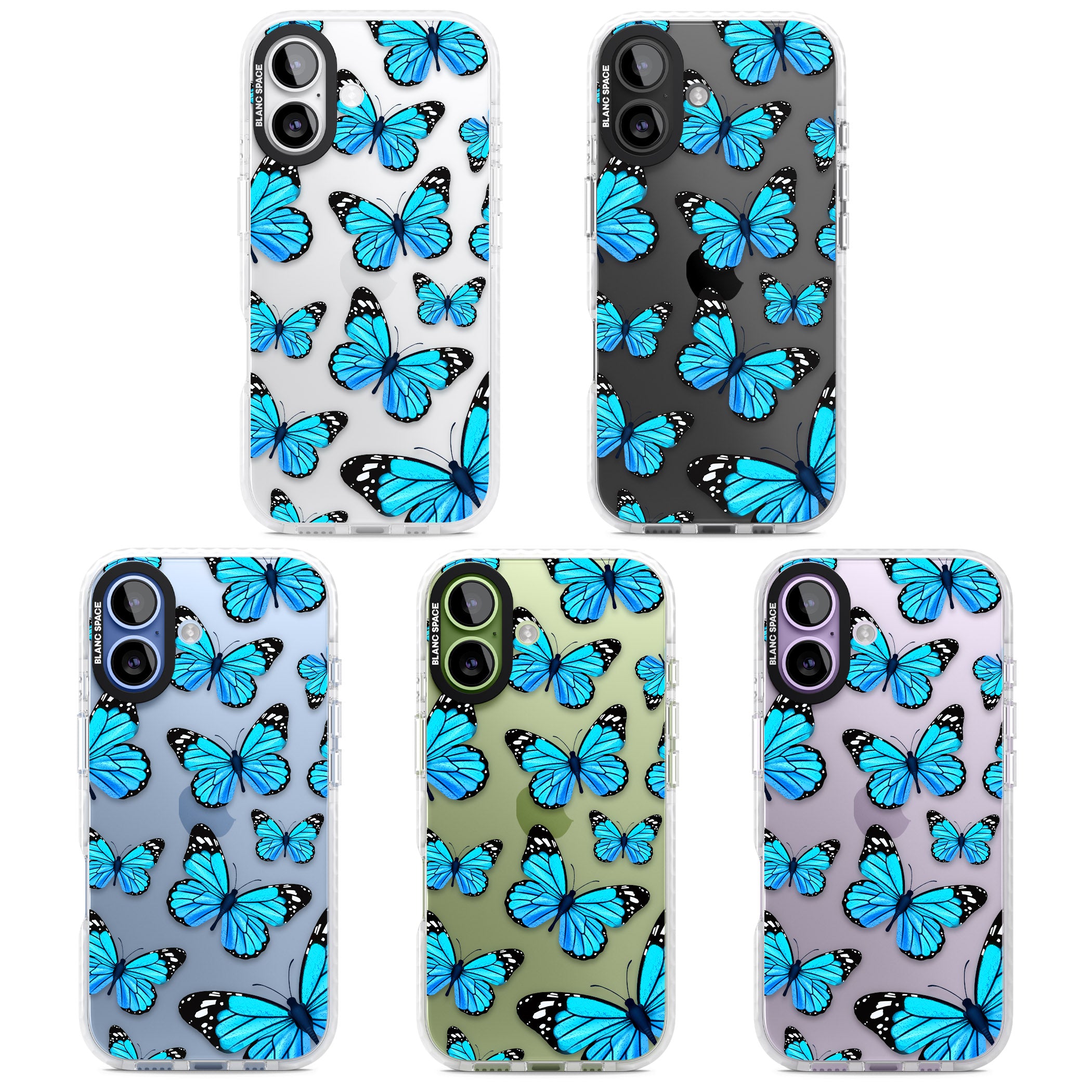 Blue Butterflies iPhone 17 Impact Clear Phone Case APT Impact Protection