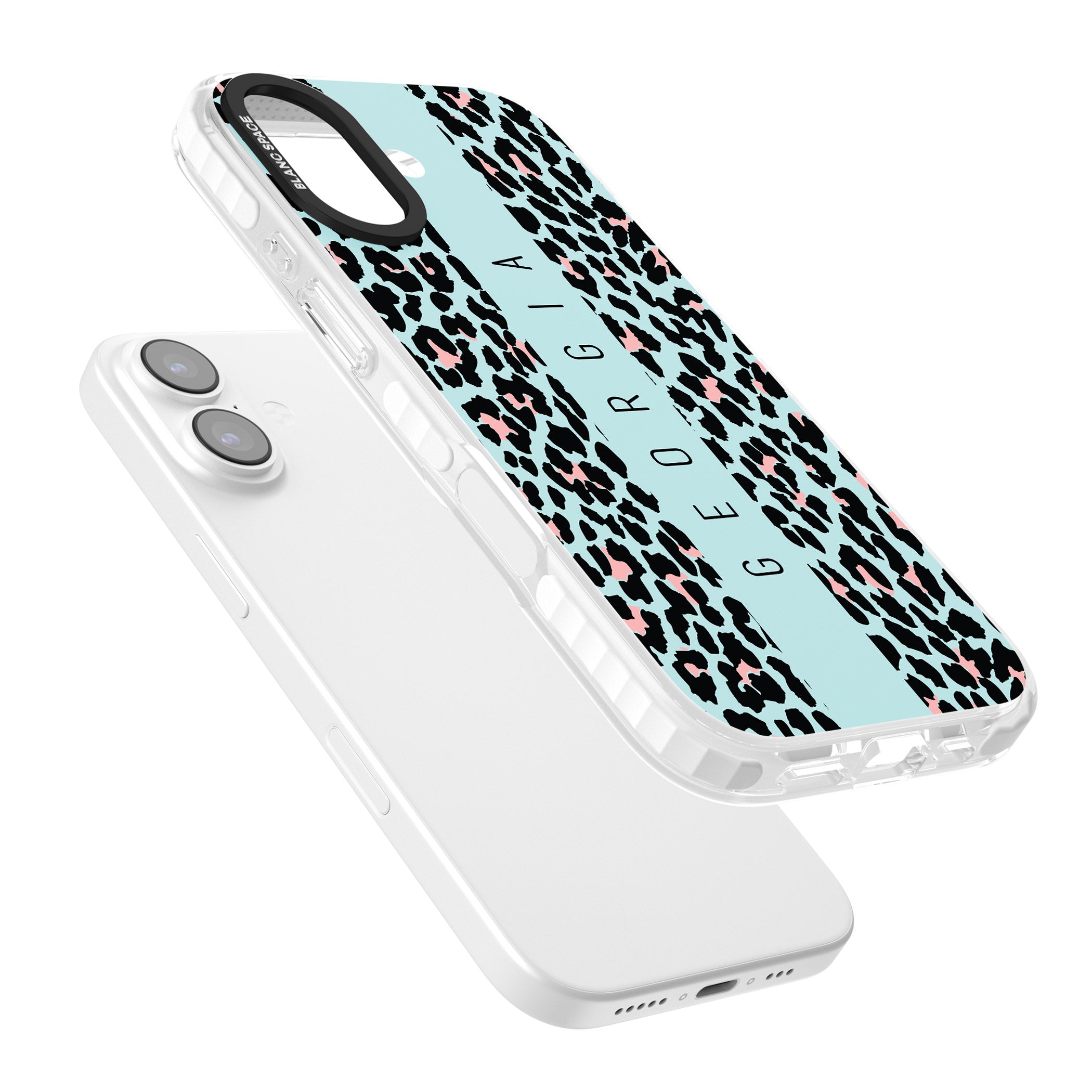 Personalised Blue Leopard iPhone 17 Impact Clear Phone Case Colours