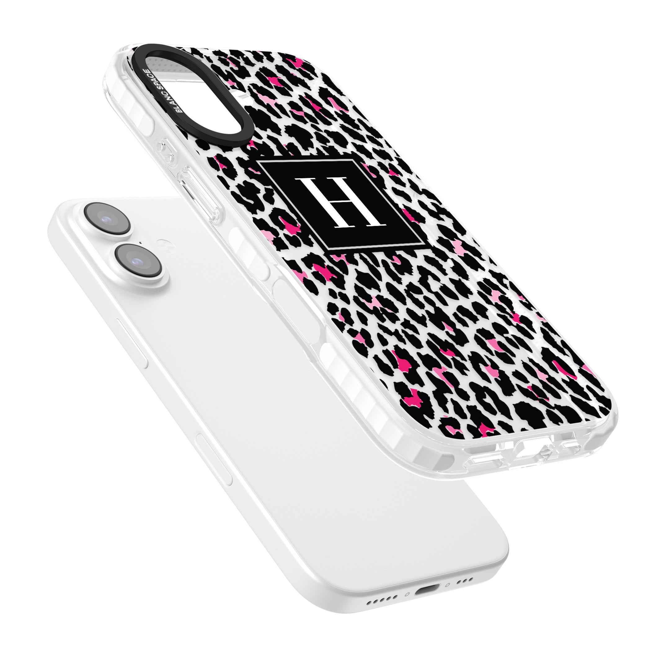 Personalised Clear Pink Leopard Monogram iPhone 17 Impact Clear Phone Case Colours