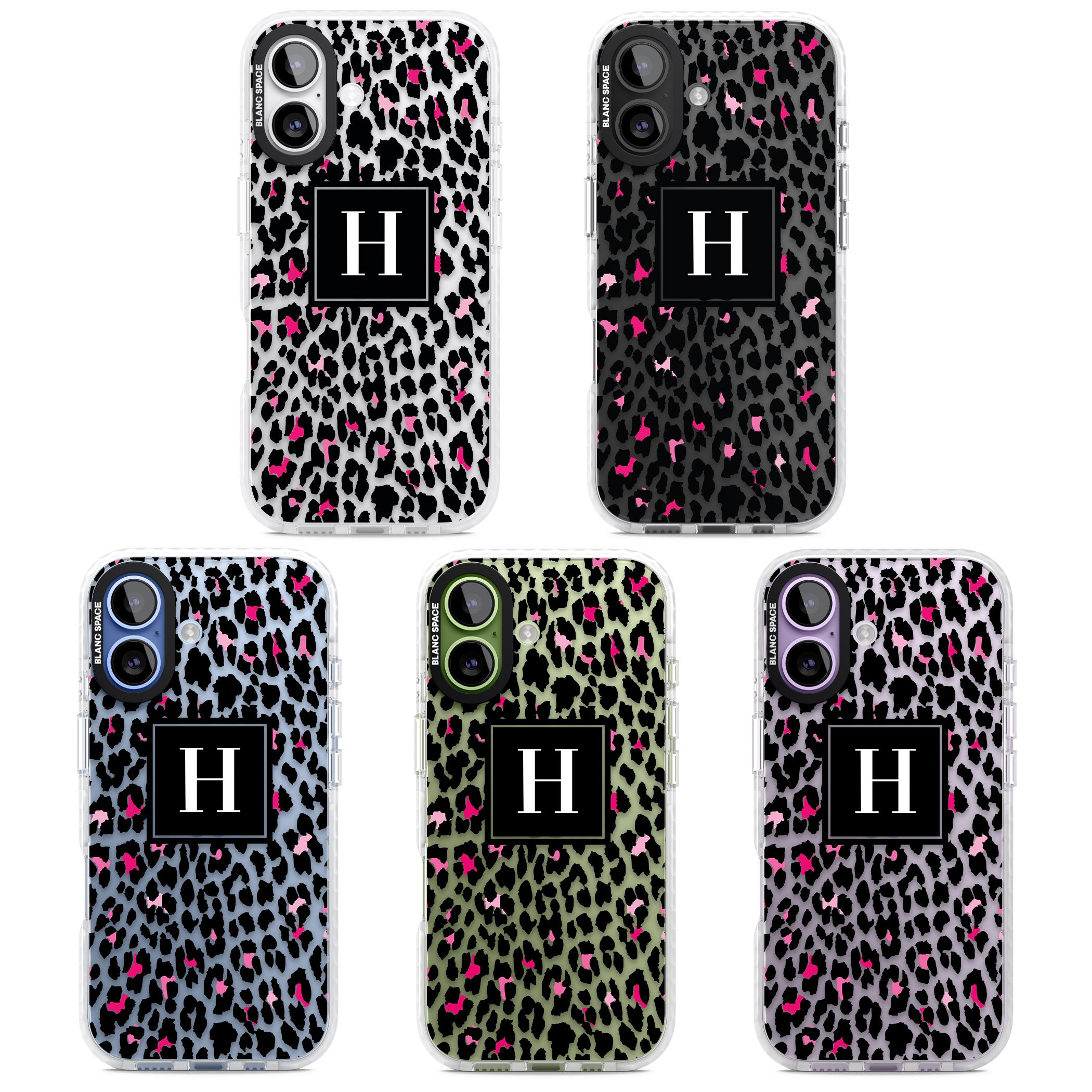 Personalised Clear Pink Leopard Monogram iPhone 17 Impact Clear Phone Case APT Impact Protection