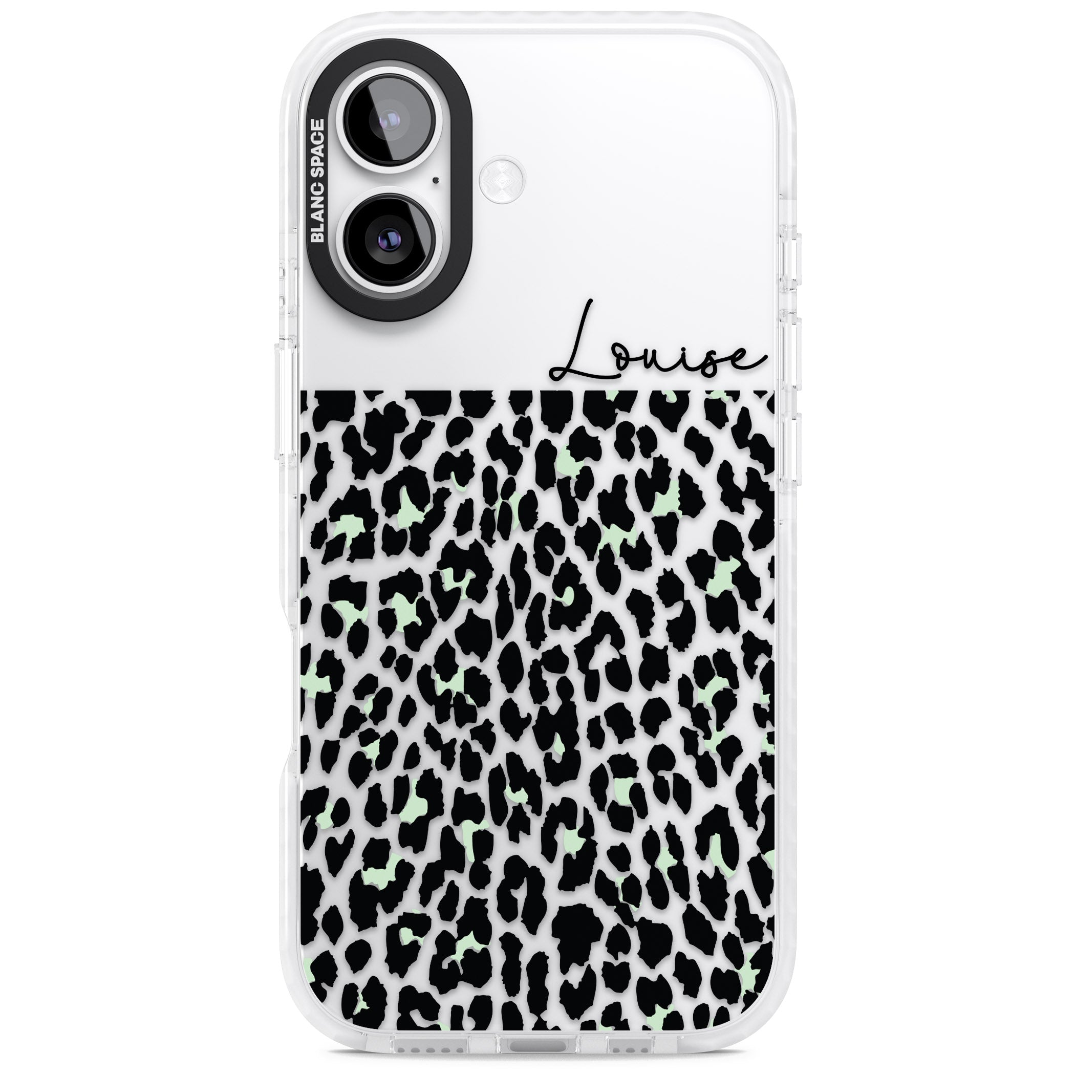 Personalised Seafoam Leopard iPhone 17 Impact Clear Phone Case