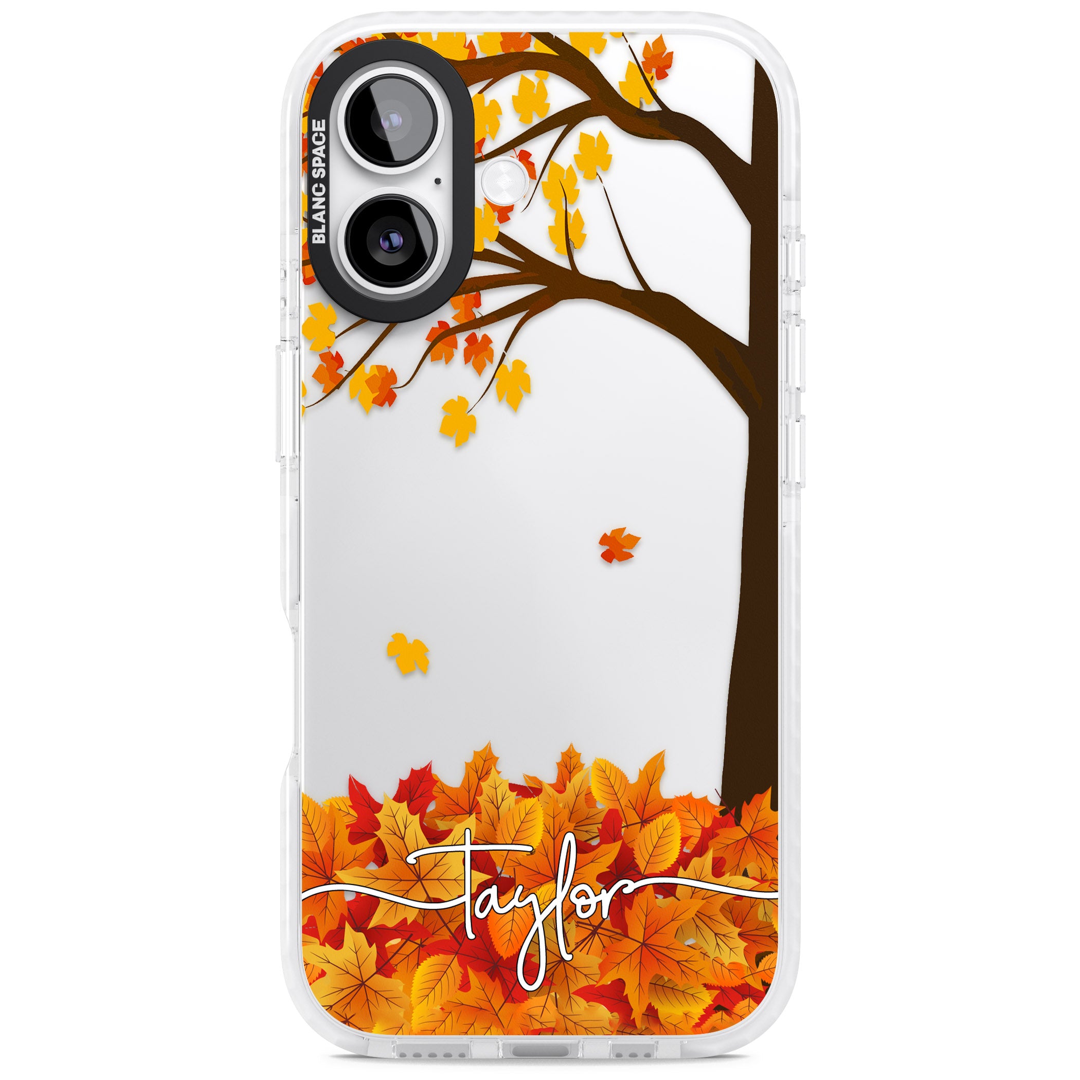 Personalised Autumn Leaves iPhone 17 Impact Clear Phone Case