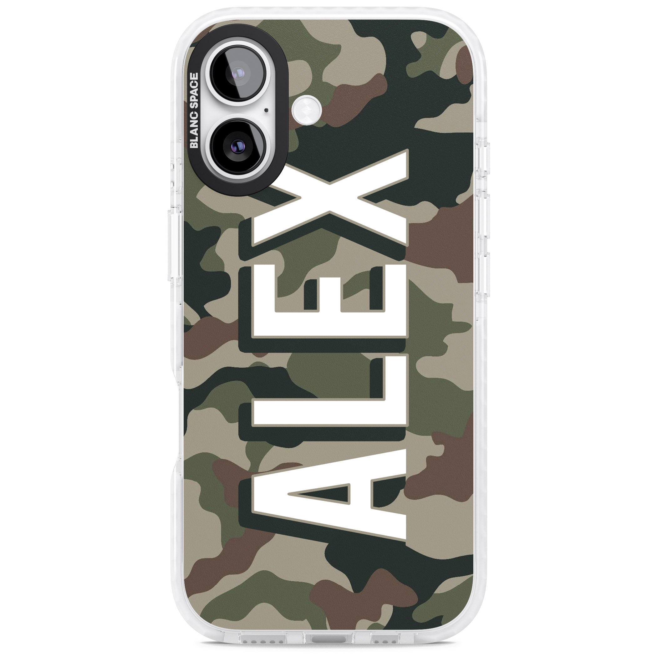 Personalised Classic Green Camo iPhone 17 Impact Clear Phone Case