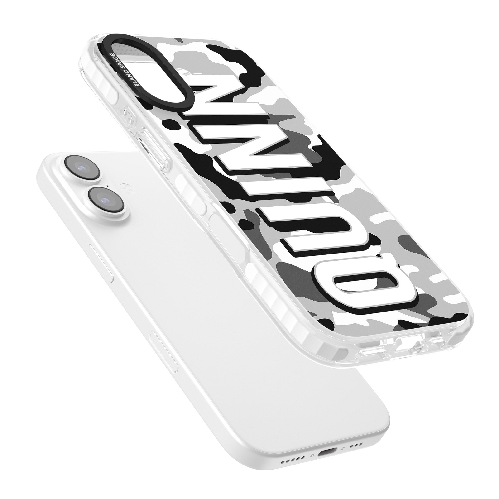 Personalised Greyscale Camo iPhone 17 Impact Clear Phone Case Colours