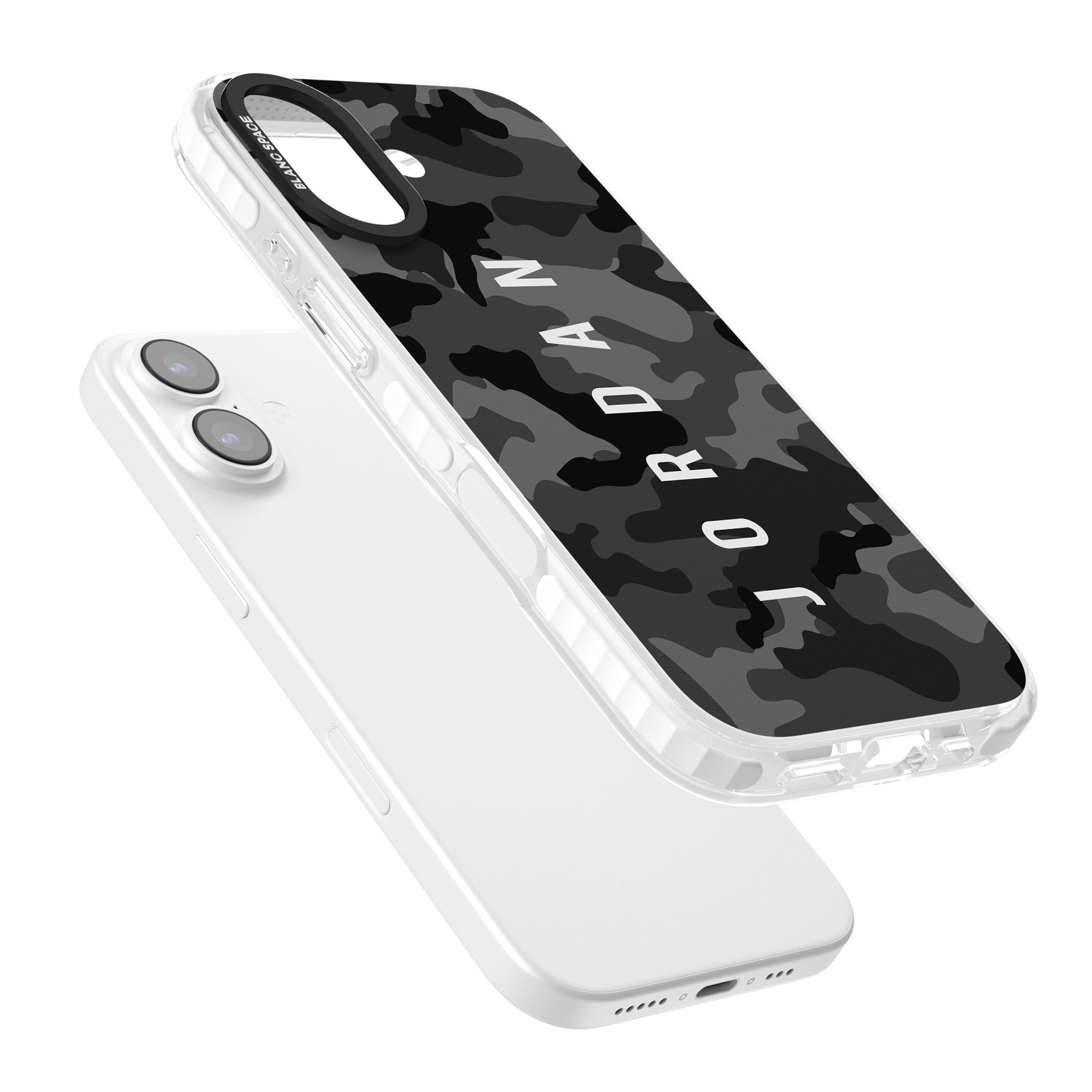 Personalised Black Camouflage Name iPhone 17 Impact Clear Phone Case Colours