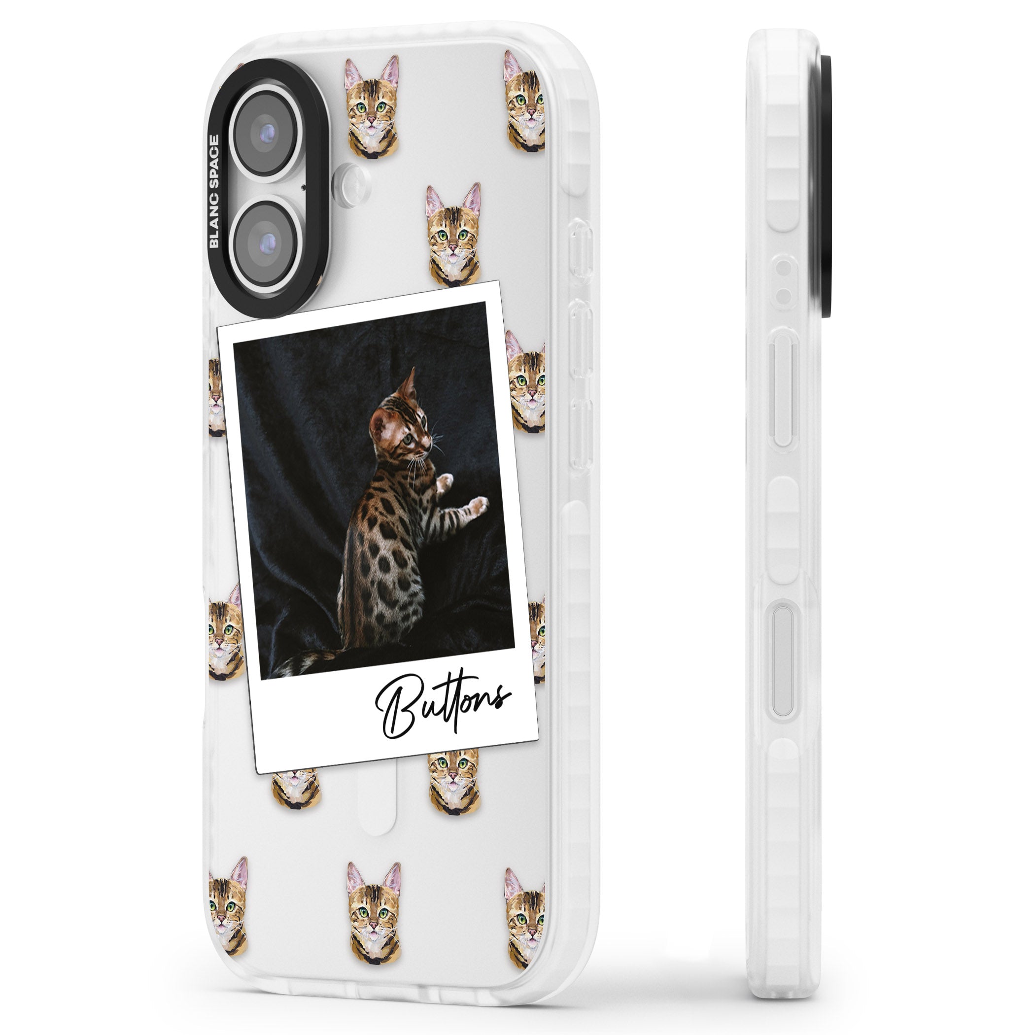 Personalised Bengal Cat Photo iPhone 17 Impact Clear Phone Case Side Profile