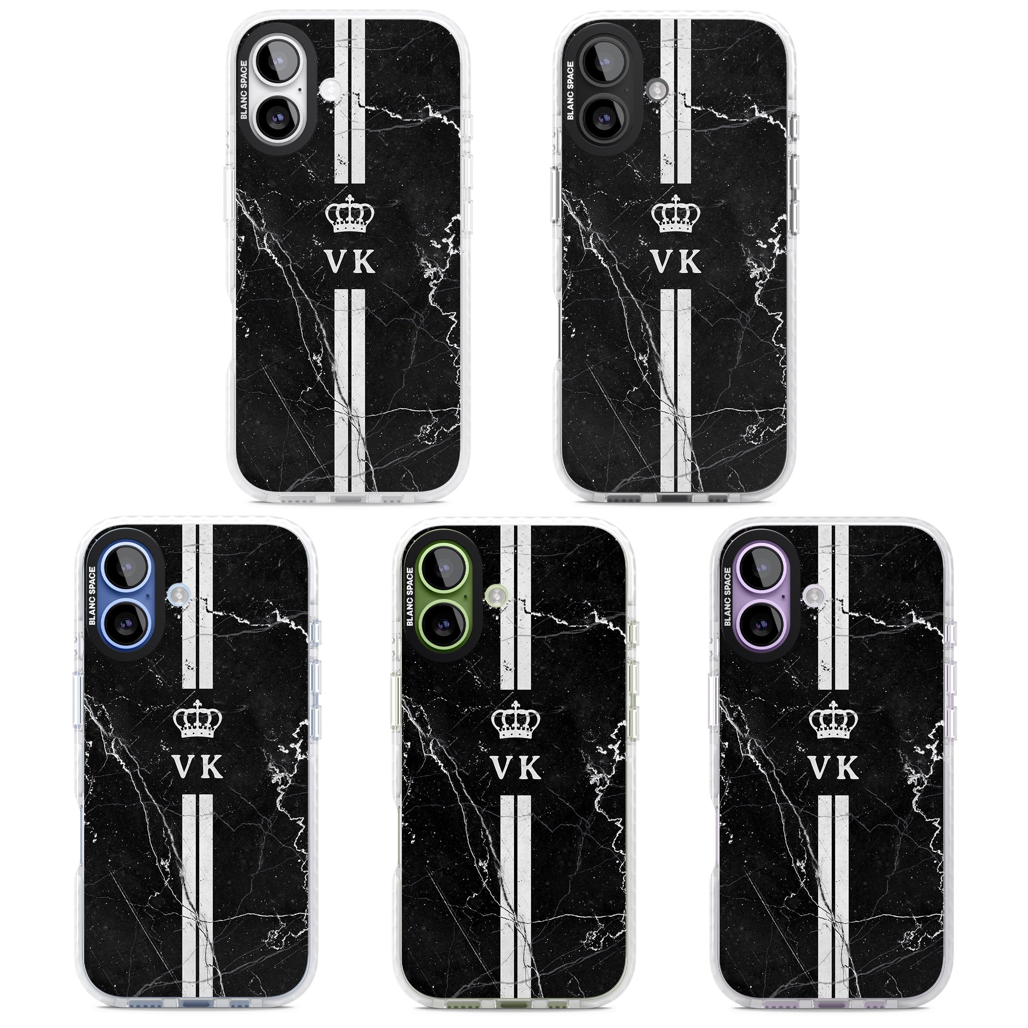 Personalised Black Marble Stripe Initials iPhone 17 Impact Clear Phone Case APT Impact Protection