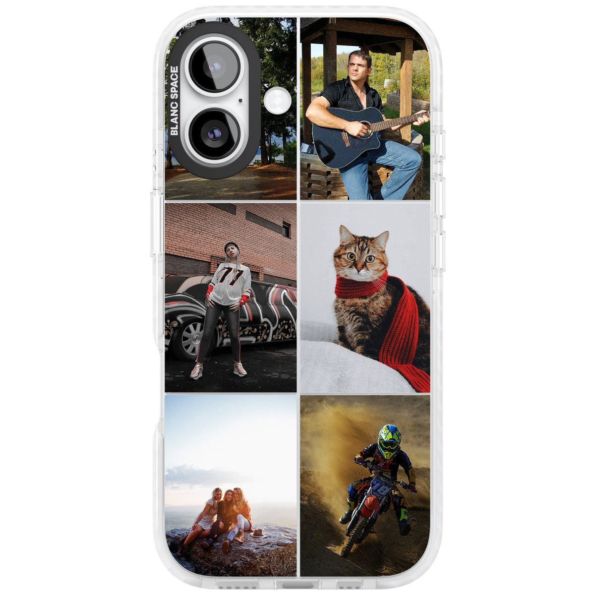 Personalised 6 Photo Grid iPhone 16 / iPhone 16 Plus / iPhone 17 Impact Clear Phone Case front