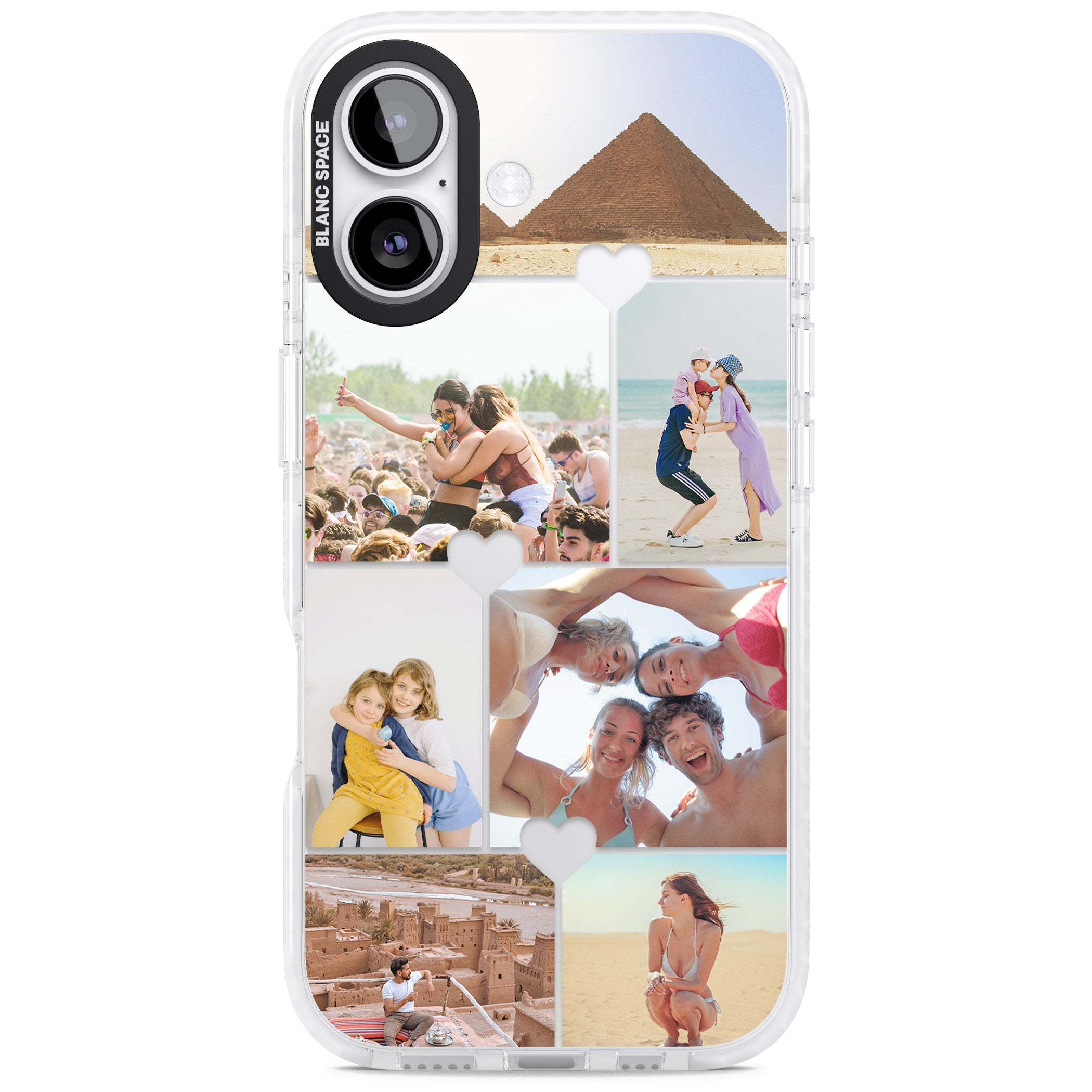 Personalised Heart Photo Grid iPhone 17 Impact Clear Phone Case