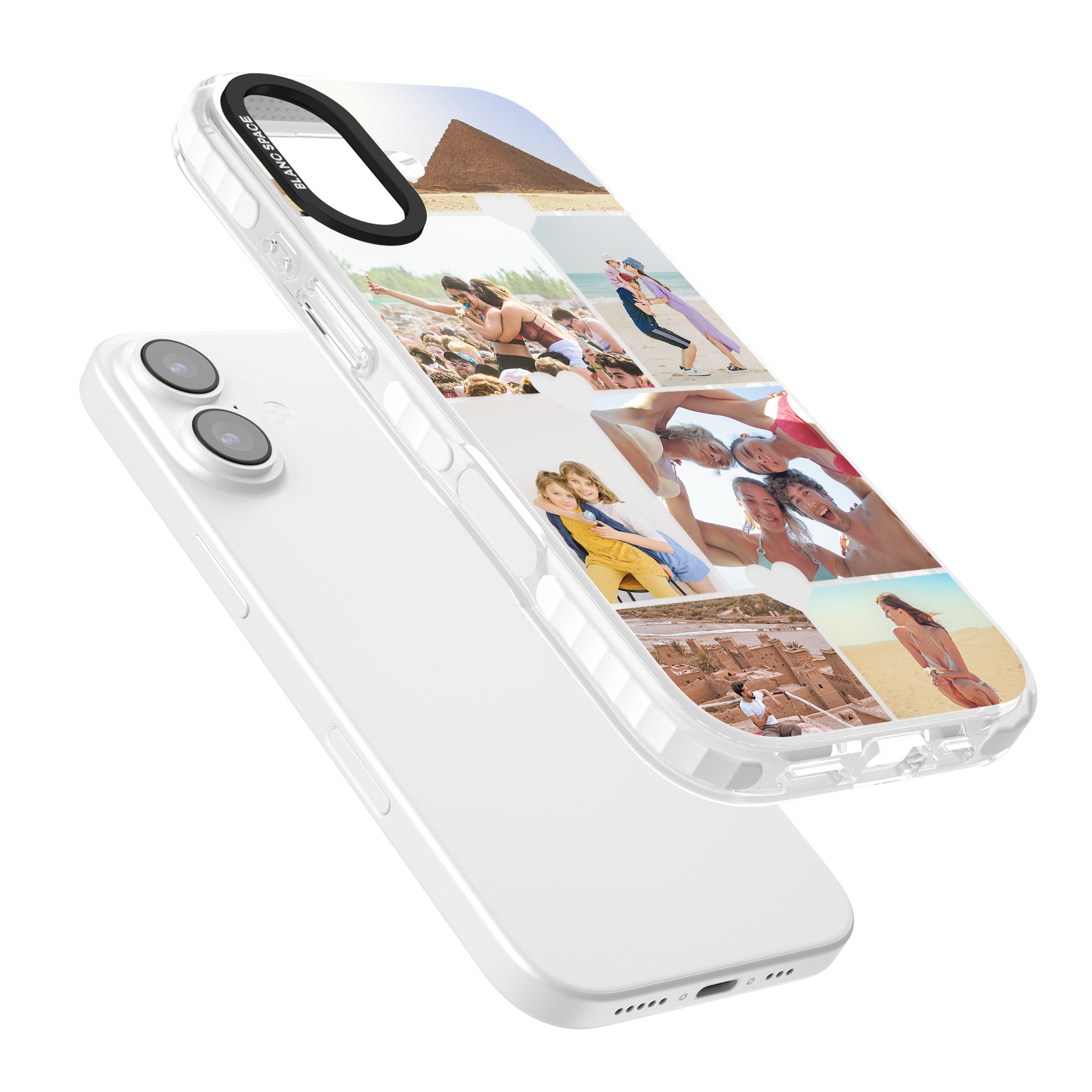 Personalised Heart Photo Grid iPhone 17 Impact Clear Phone Case Colours