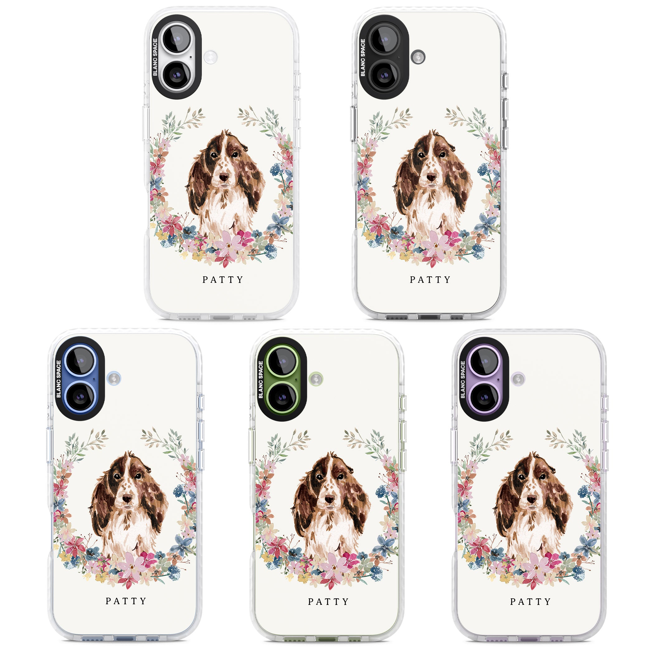Personalised Cocker Spaniel Floral Portrait iPhone 17 Impact Clear Phone Case APT Impact Protection