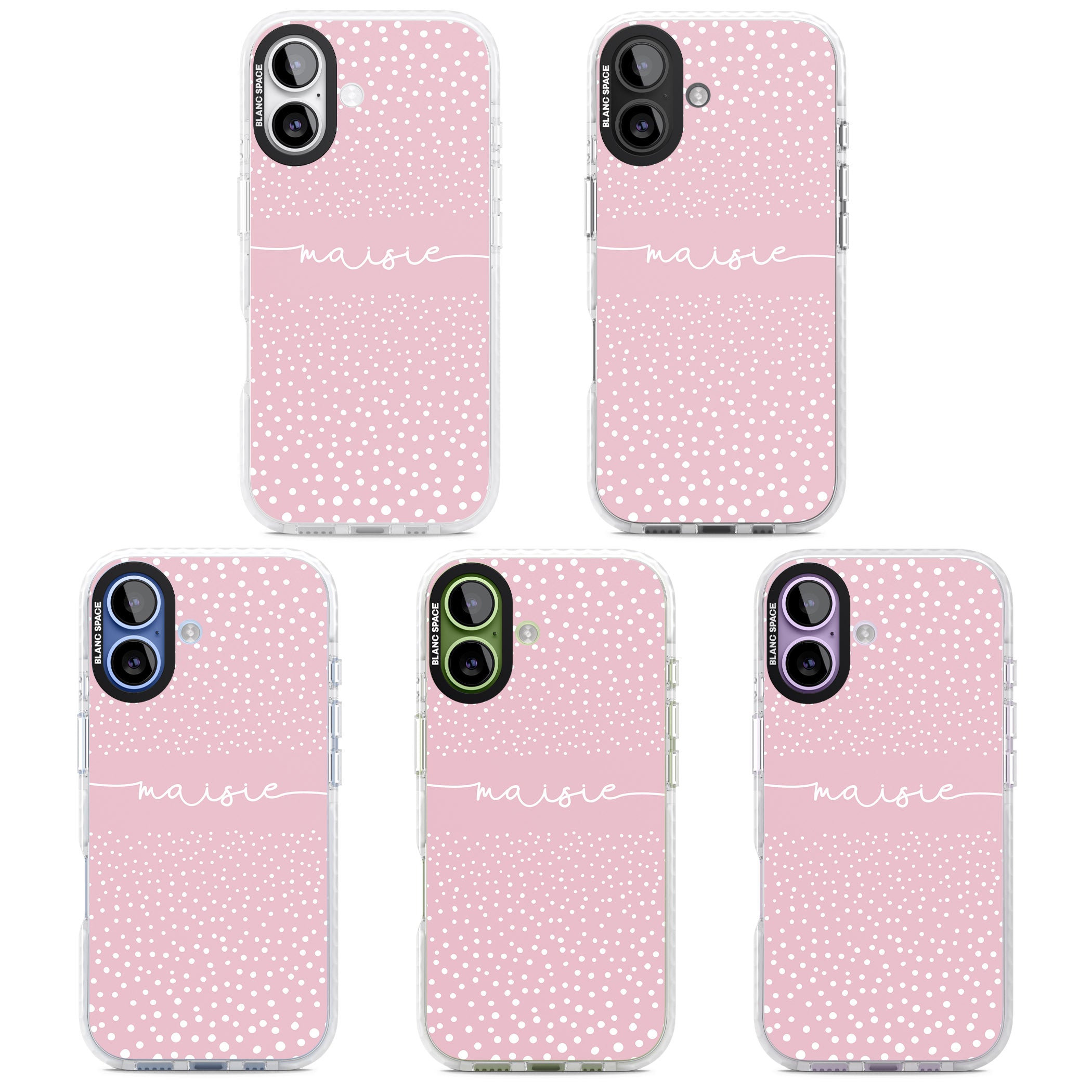 Personalised Pink Dots iPhone 17 Impact Clear Phone Case APT Impact Protection