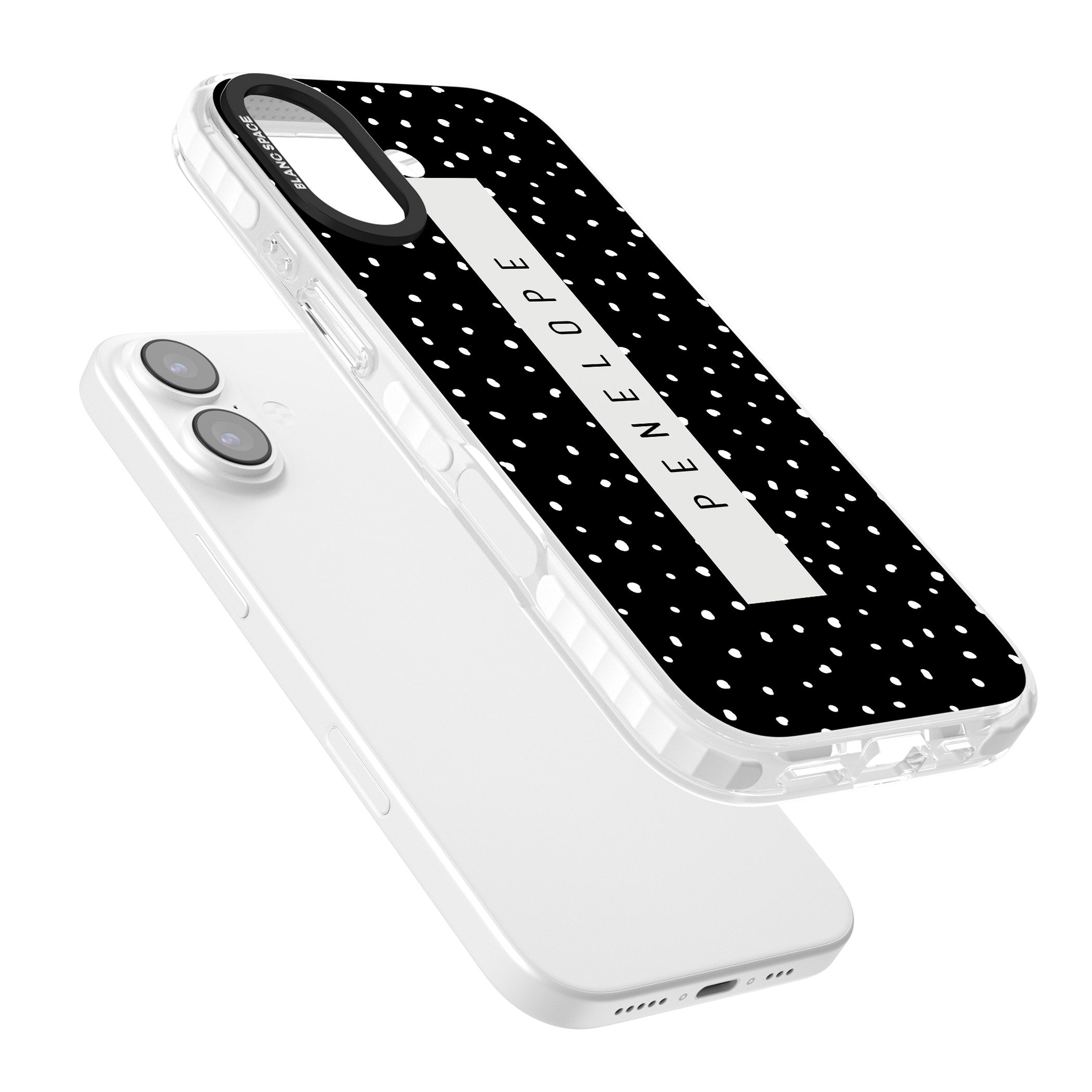 Personalised Black Dots iPhone 17 Impact Clear Phone Case Colours