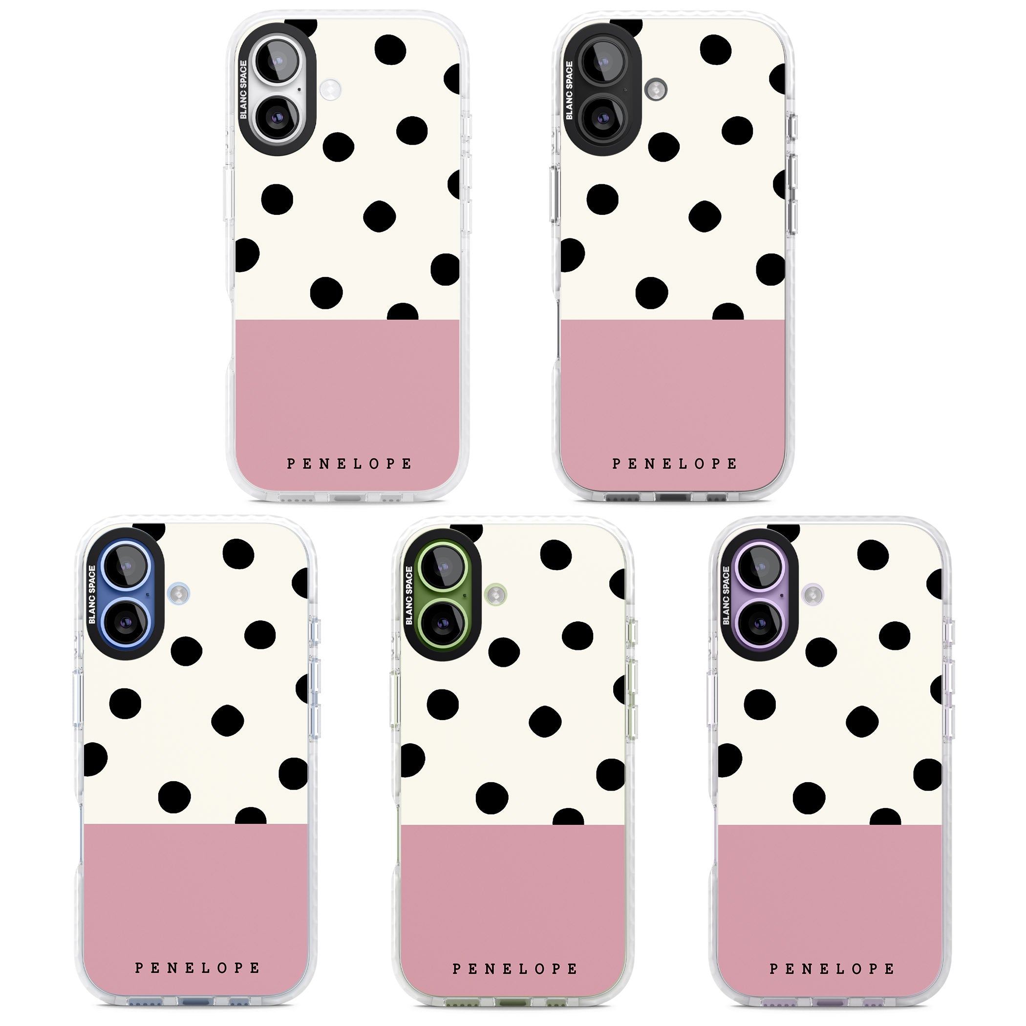 Personalised Pink Border Polka Dot iPhone 17 Impact Clear Phone Case APT Impact Protection