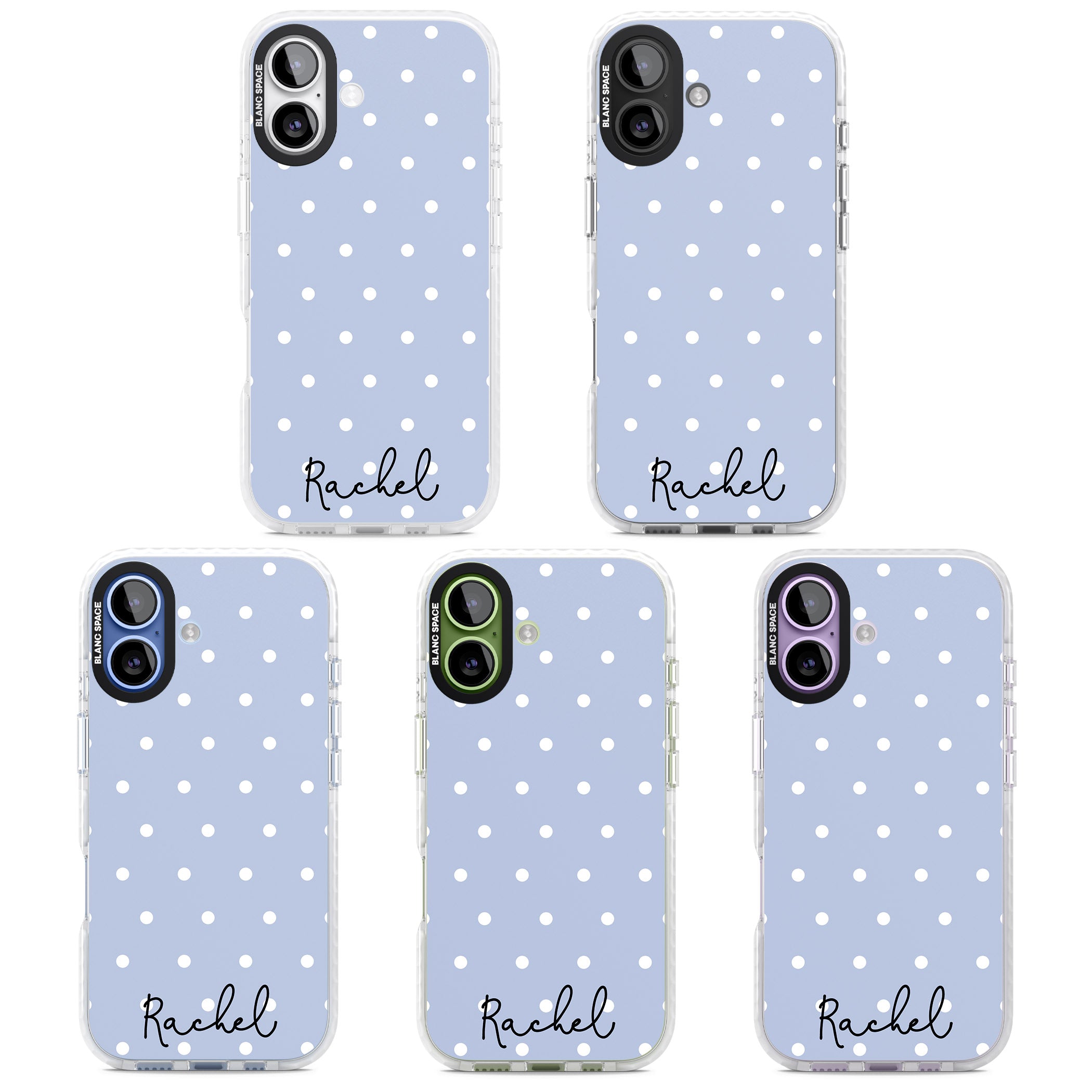 Personalised Simple Light Blue Dots iPhone 17 Impact Clear Phone Case APT Impact Protection