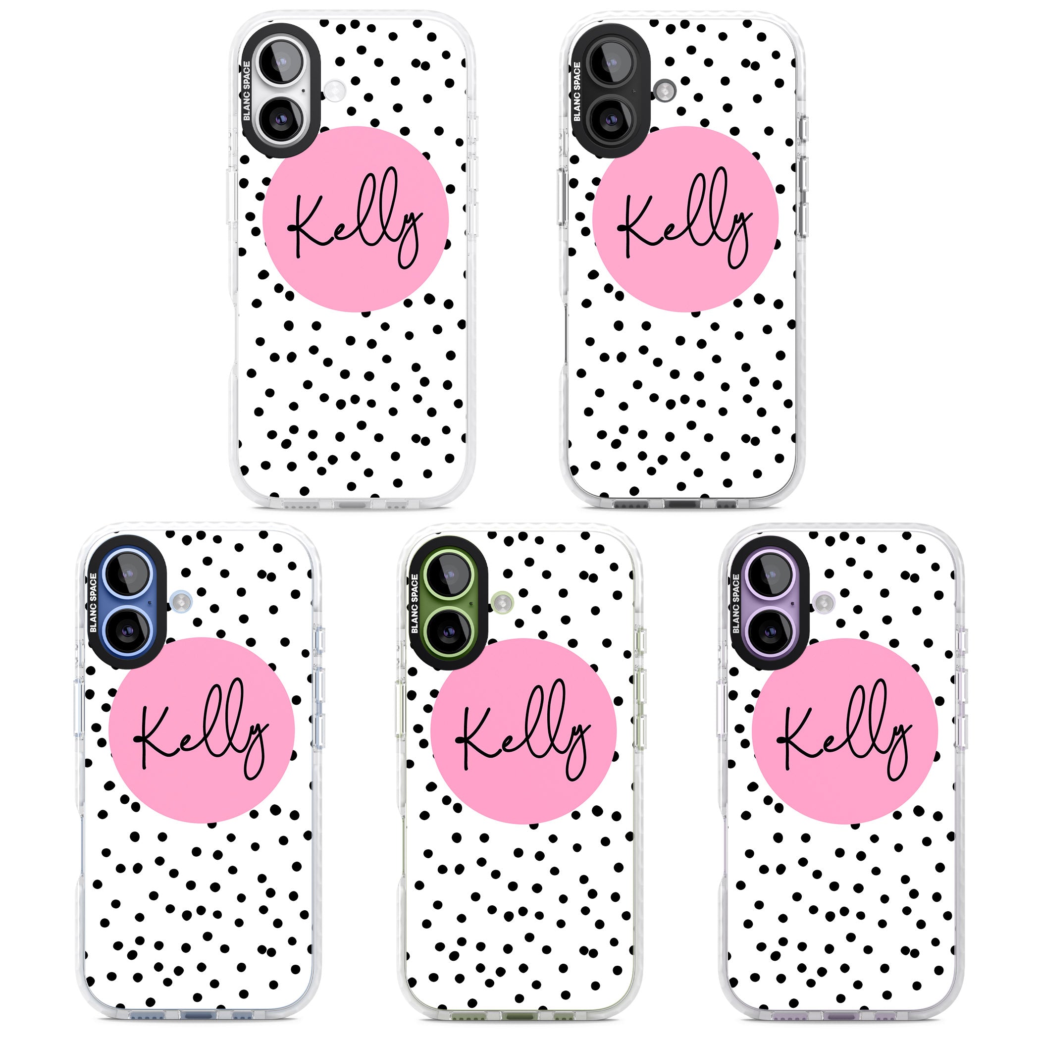 Personalised Pink Circle & Dots iPhone 17 Impact Clear Phone Case APT Impact Protection
