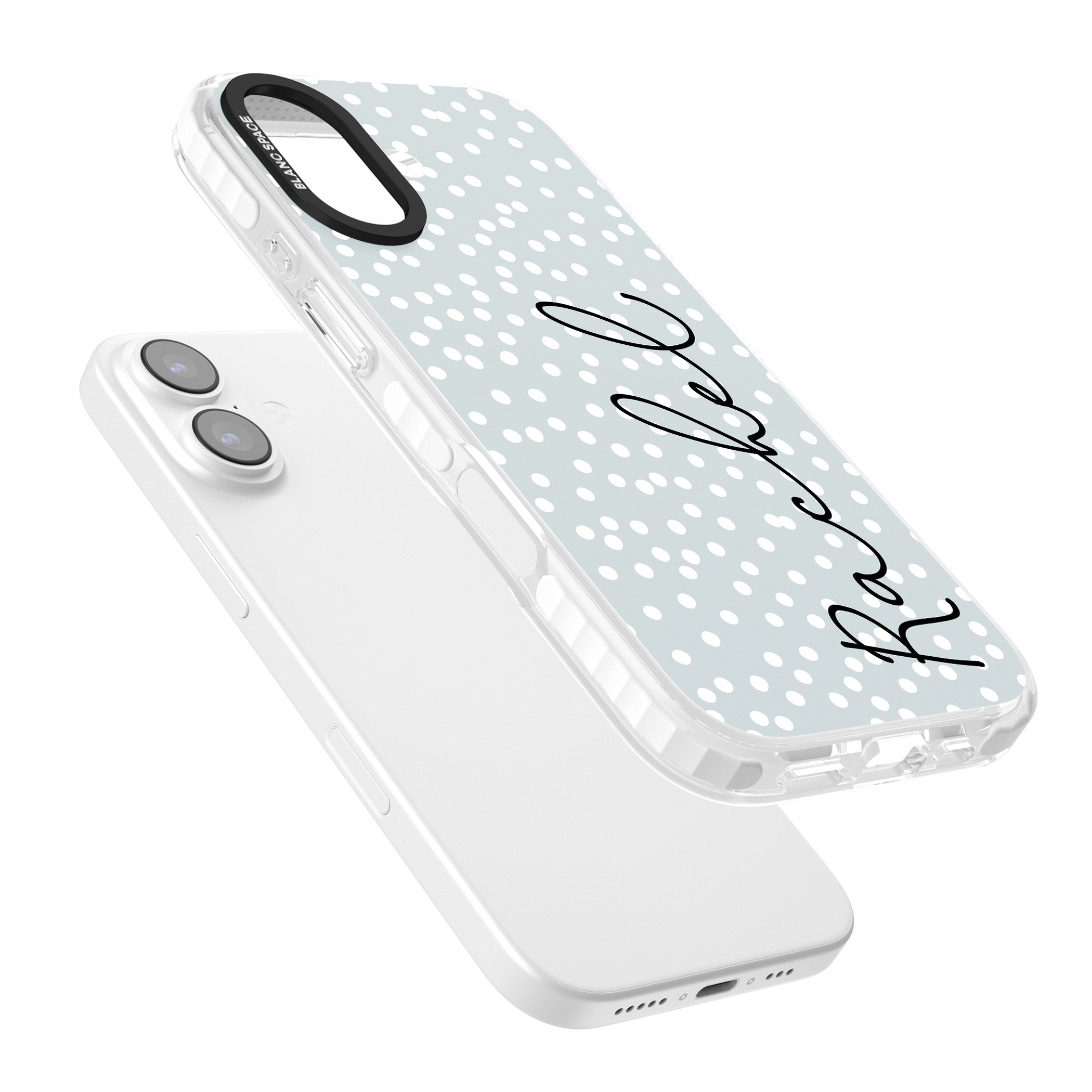 Personalised Vertical Cursive & Dots iPhone 17 Impact Clear Phone Case Colours